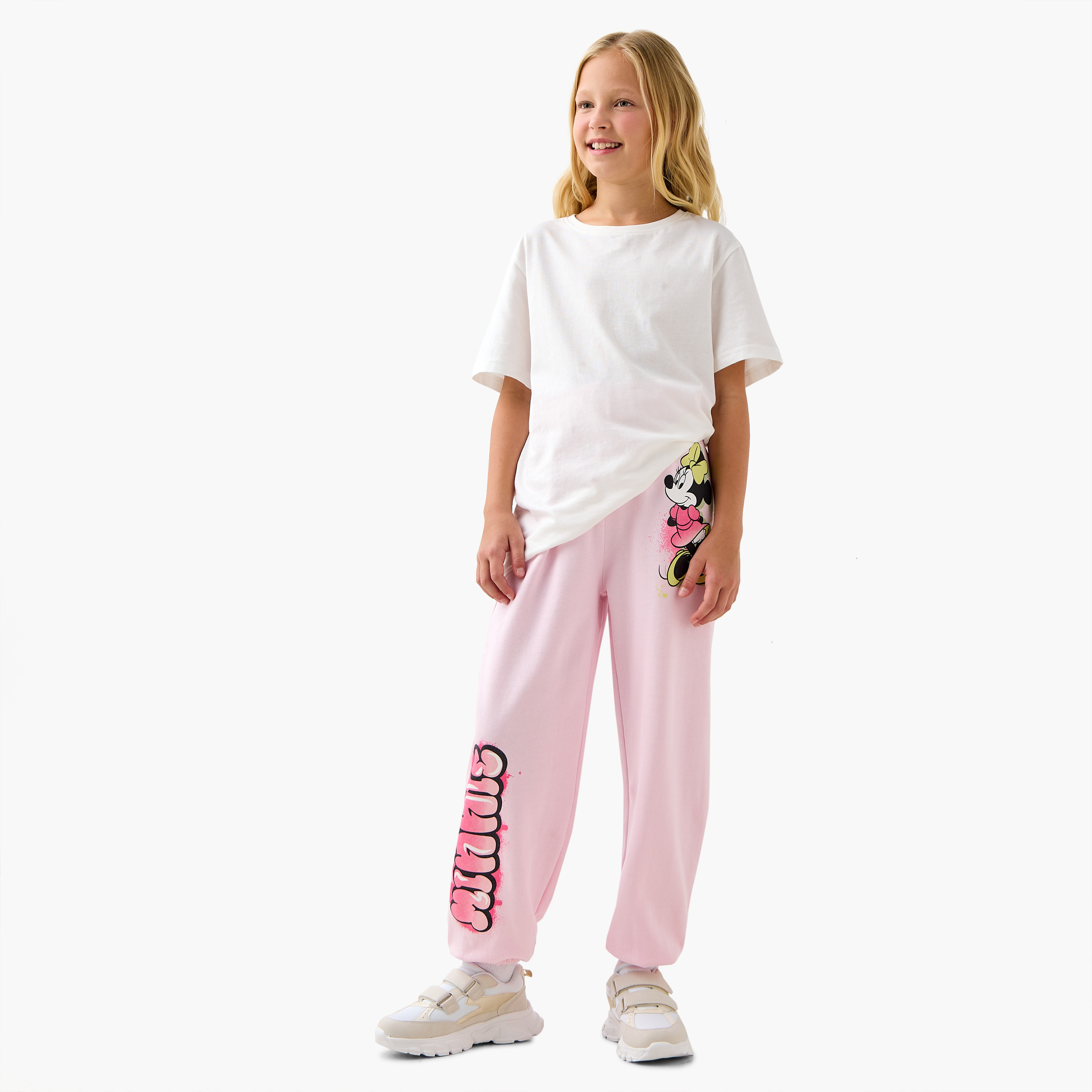 Disney Minnie Mouse Print Joggers with Drawstring Closure-girls-clothing-bottoms-joggersandtrackpants-image-2