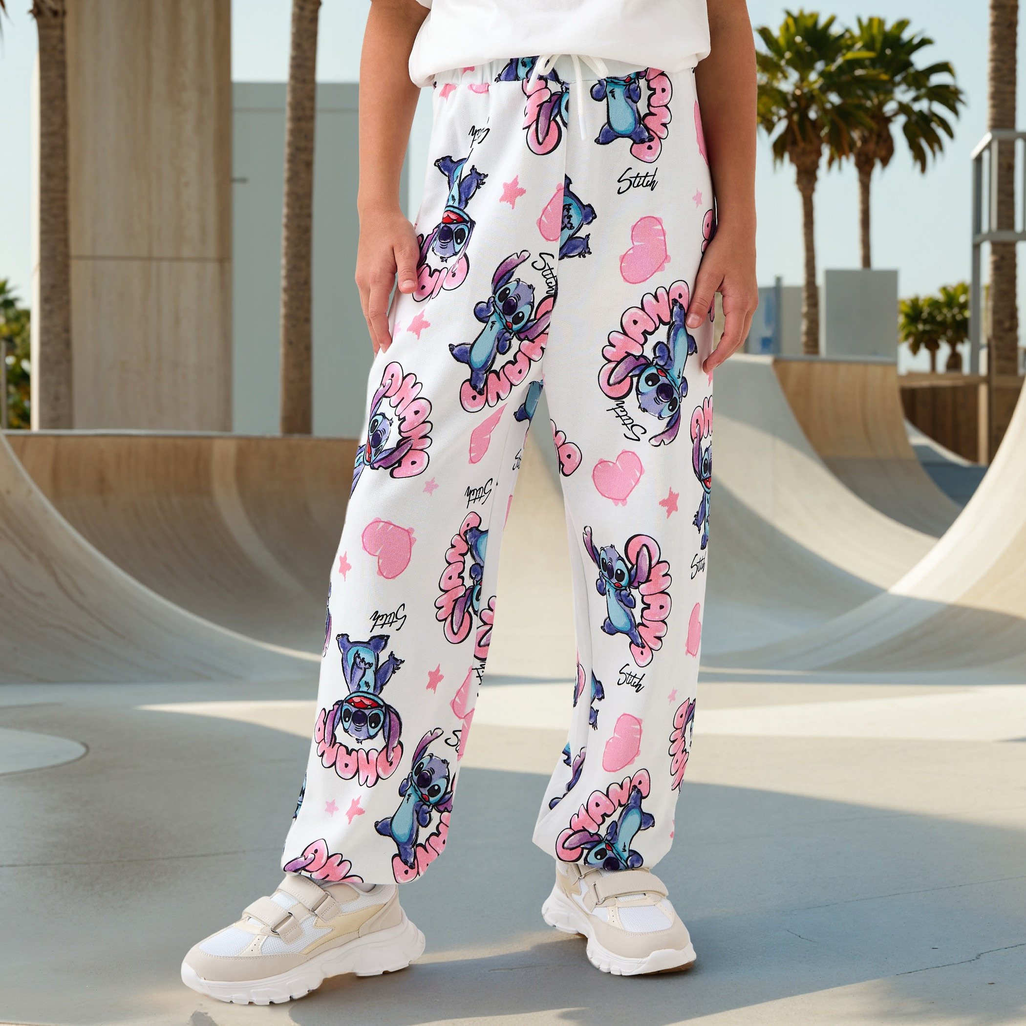 Stitch Print Joggers with Drawstring Closure-girls-clothing-bottoms-joggersandtrackpants-image-1