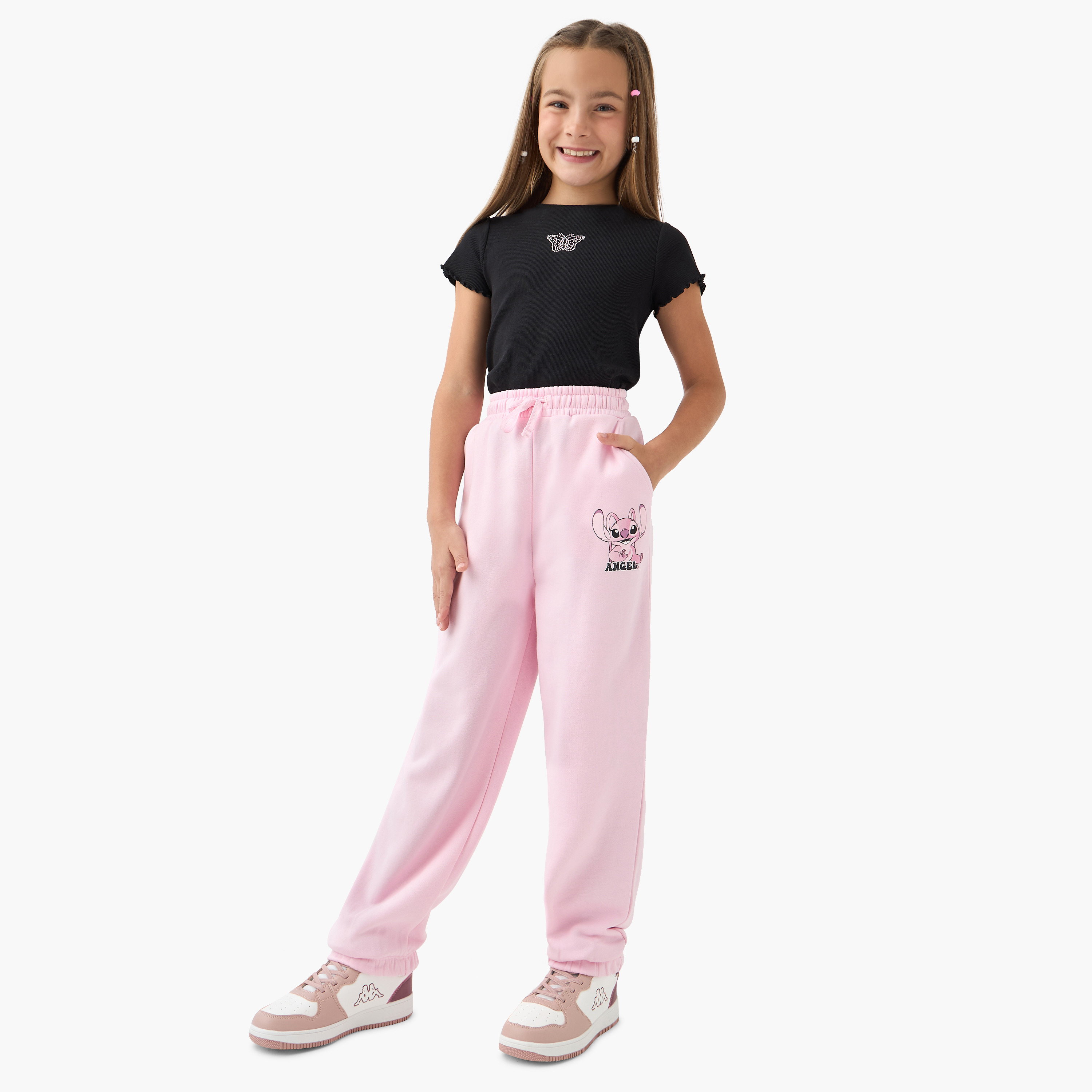 Disney Angel Print Joggers with Drawstring Closure-girls-clothing-bottoms-joggersandtrackpants-image-2