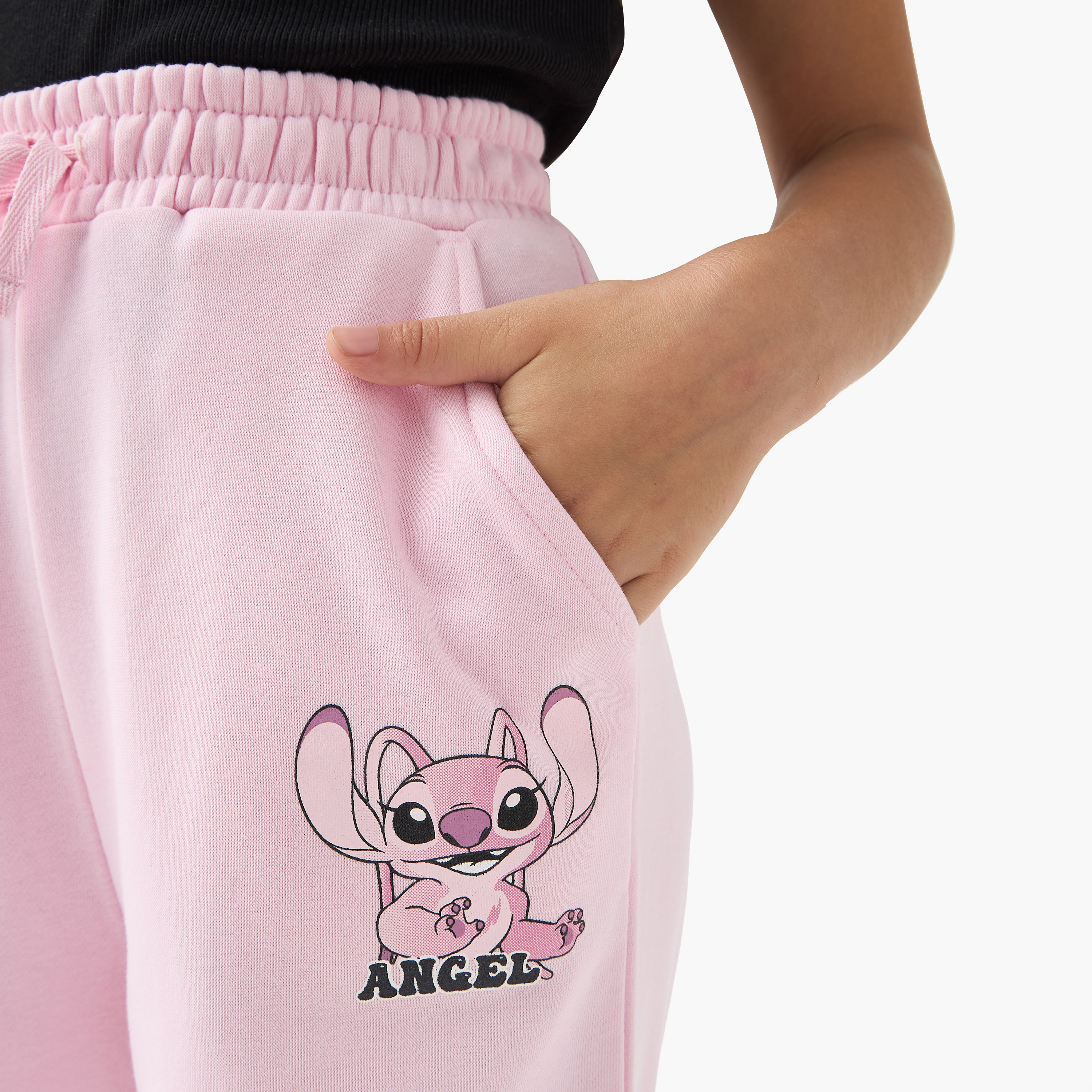Disney Angel Print Joggers with Drawstring Closure-girls-clothing-bottoms-joggersandtrackpants-image-4