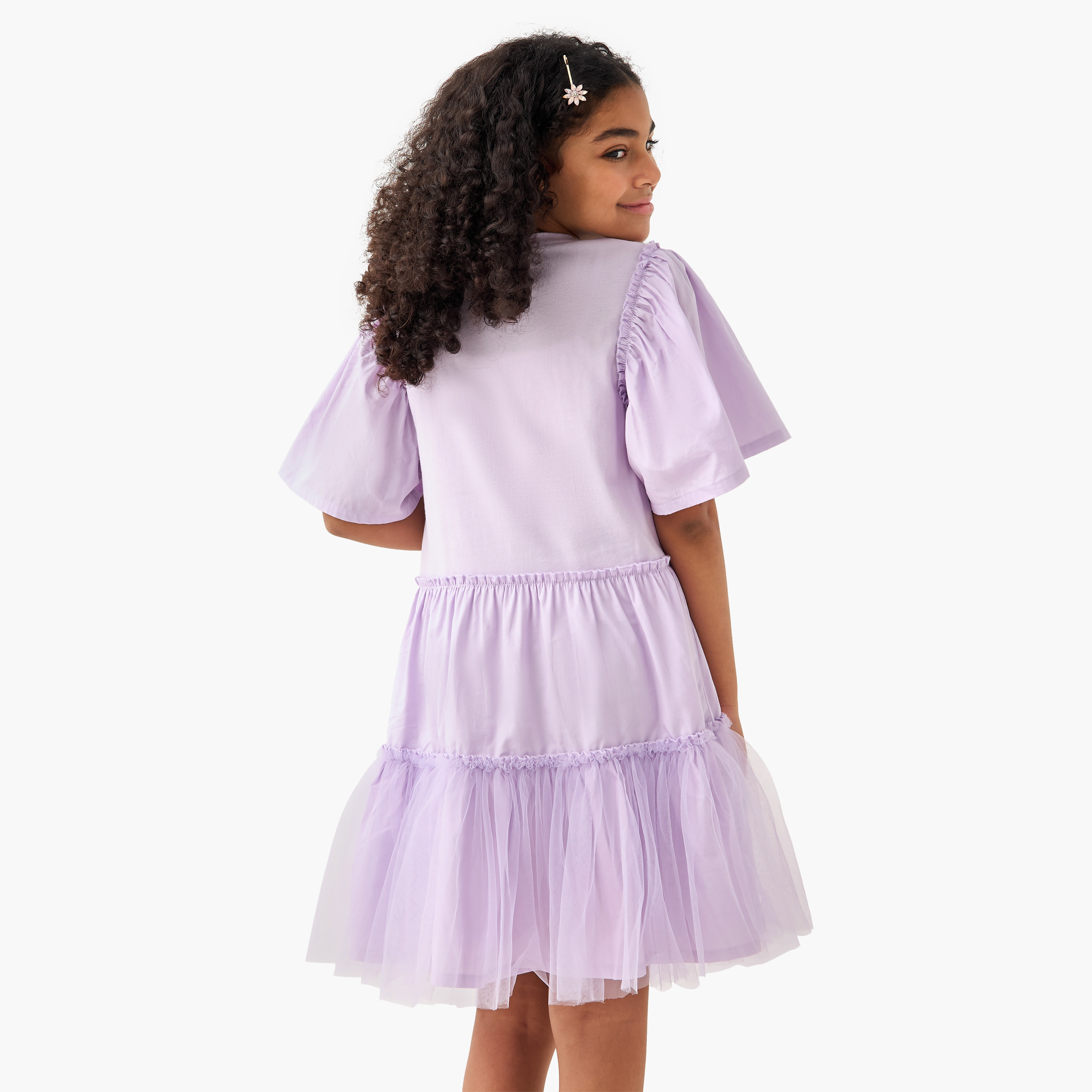 فستان متعدد الطبقات بأكمام واسعة وطبعات سنووايت من ديزني-girls-clothing-dressesandjumpsuits-image-3