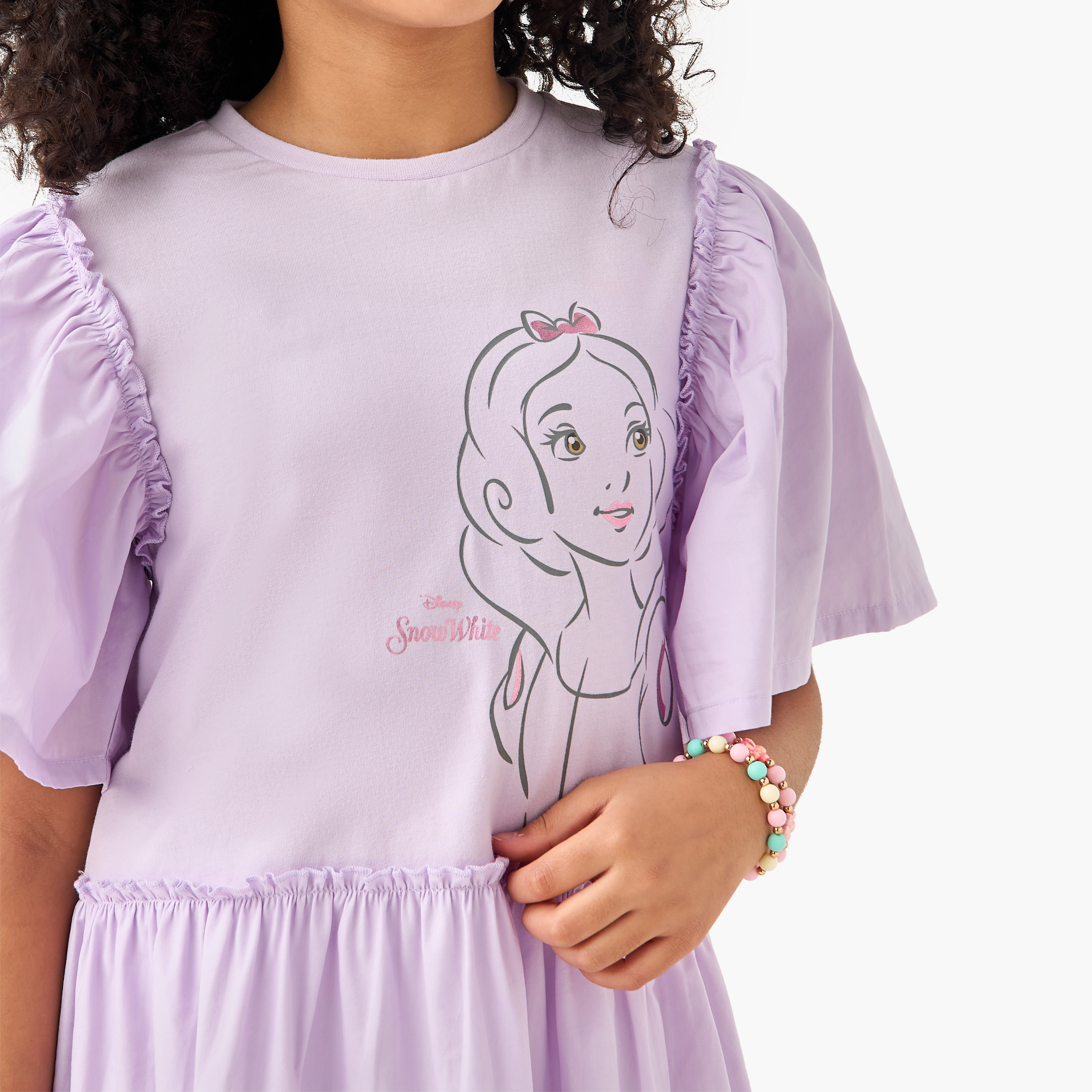 فستان متعدد الطبقات بأكمام واسعة وطبعات سنووايت من ديزني-girls-clothing-dressesandjumpsuits-image-5