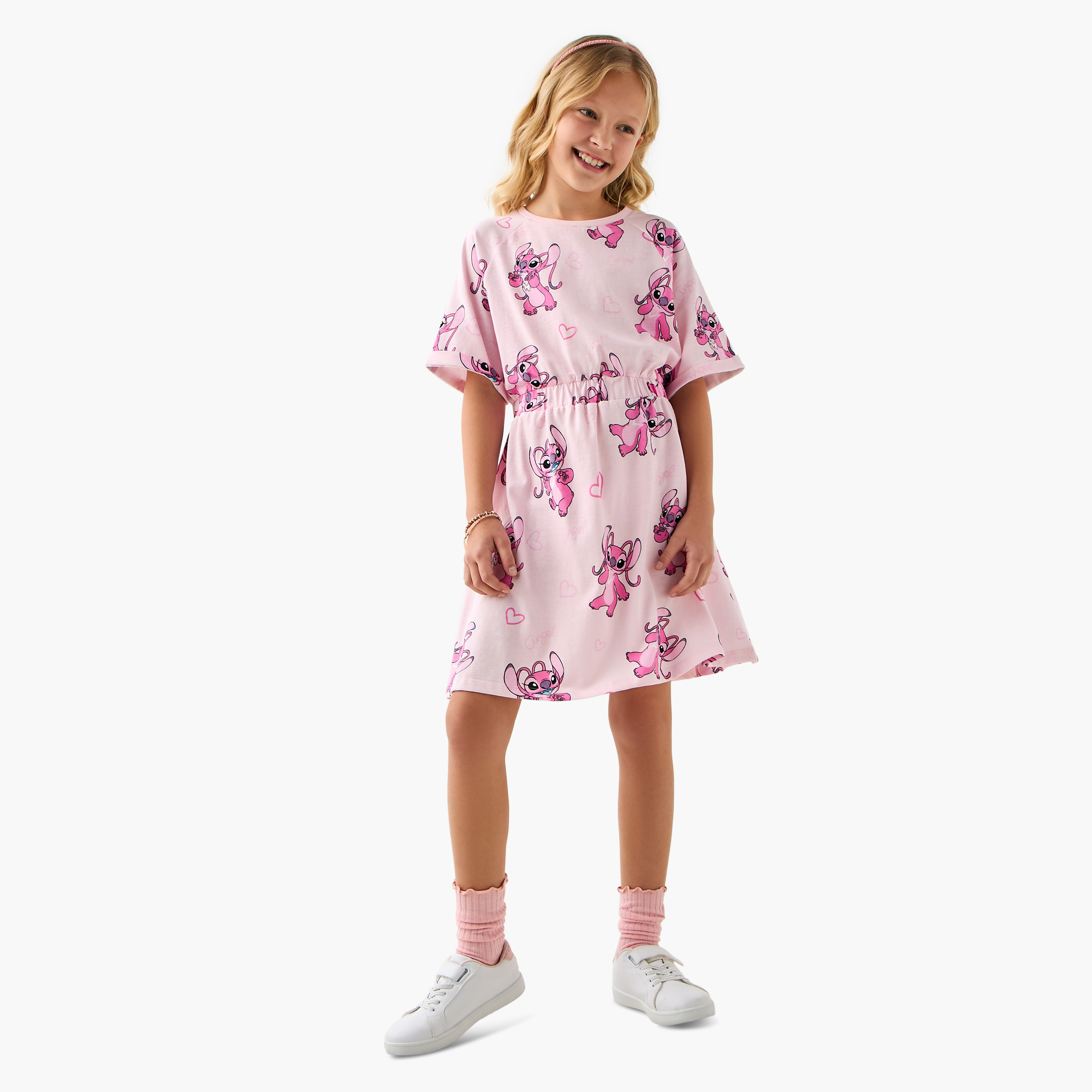 فستان بخصر مطاطي وأكمام قصيرة وطبعات من ديزني-girls-clothing-dressesandjumpsuits-image-2