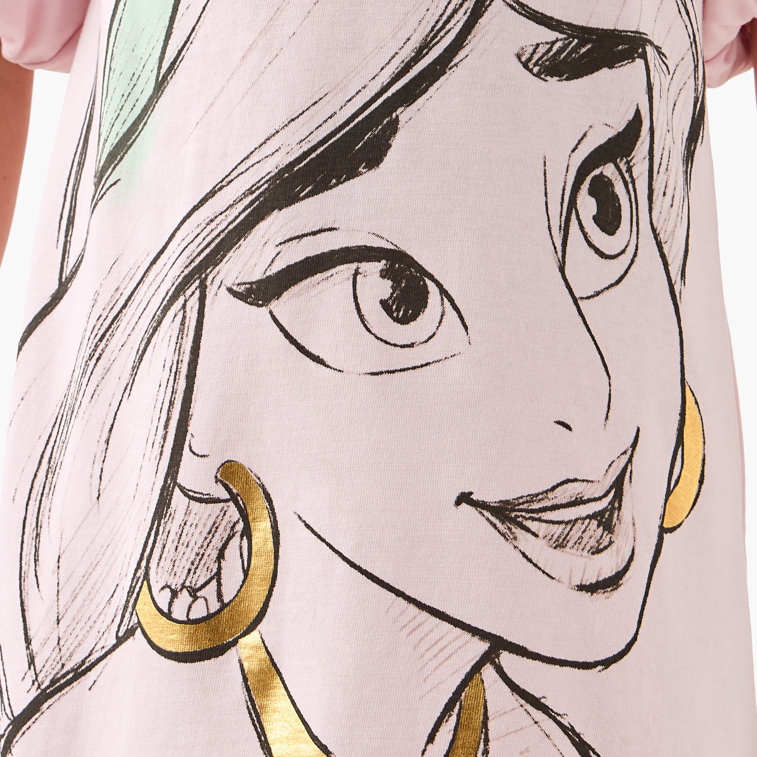 Dinsey Jasmine Print T-shirt Dress with Short Sleeves-girls-clothing-dressesandjumpsuits-image-5