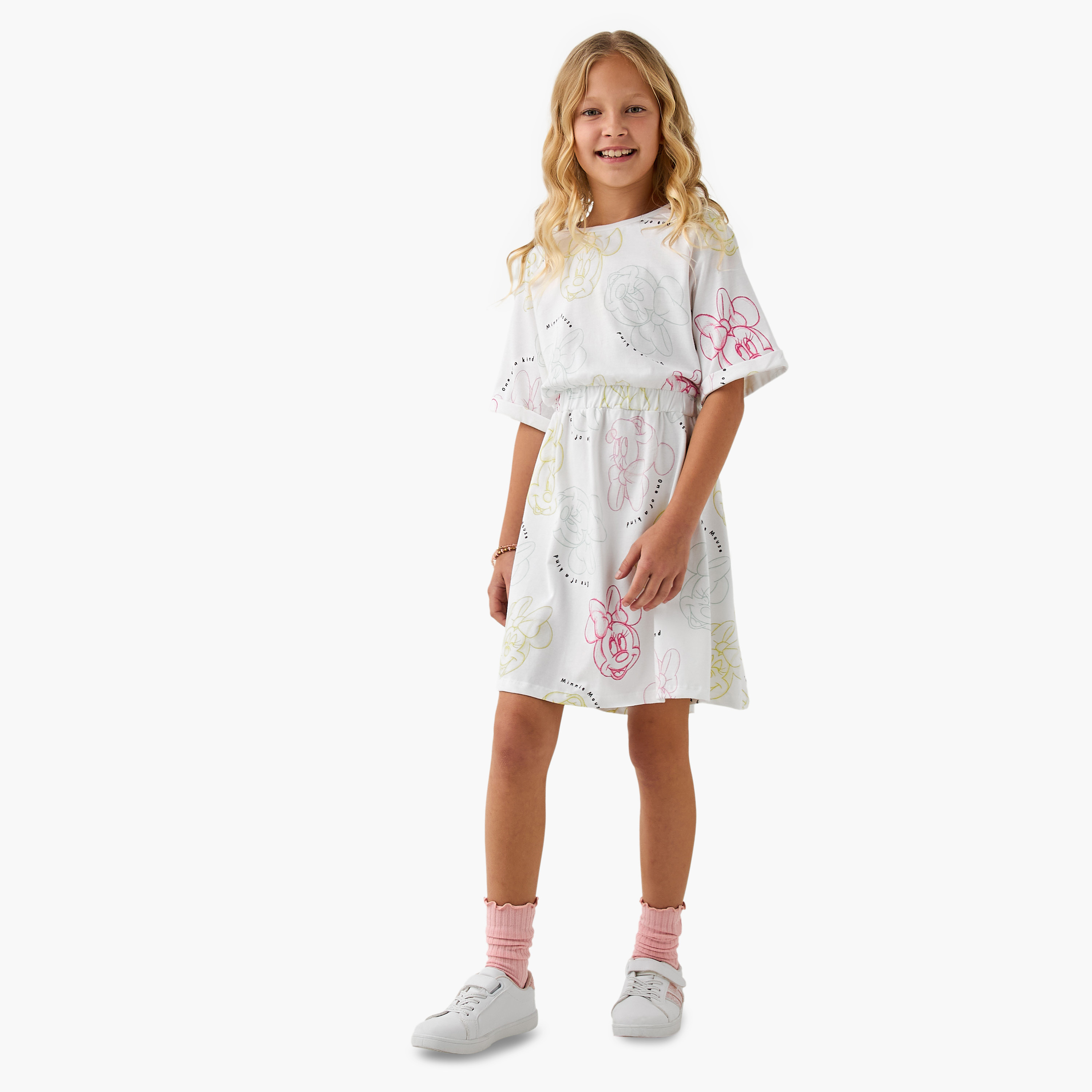 Disney Minnie Mouse Print T-shirt Dress with Raglan Sleeves-girls-clothing-dressesandjumpsuits-image-2