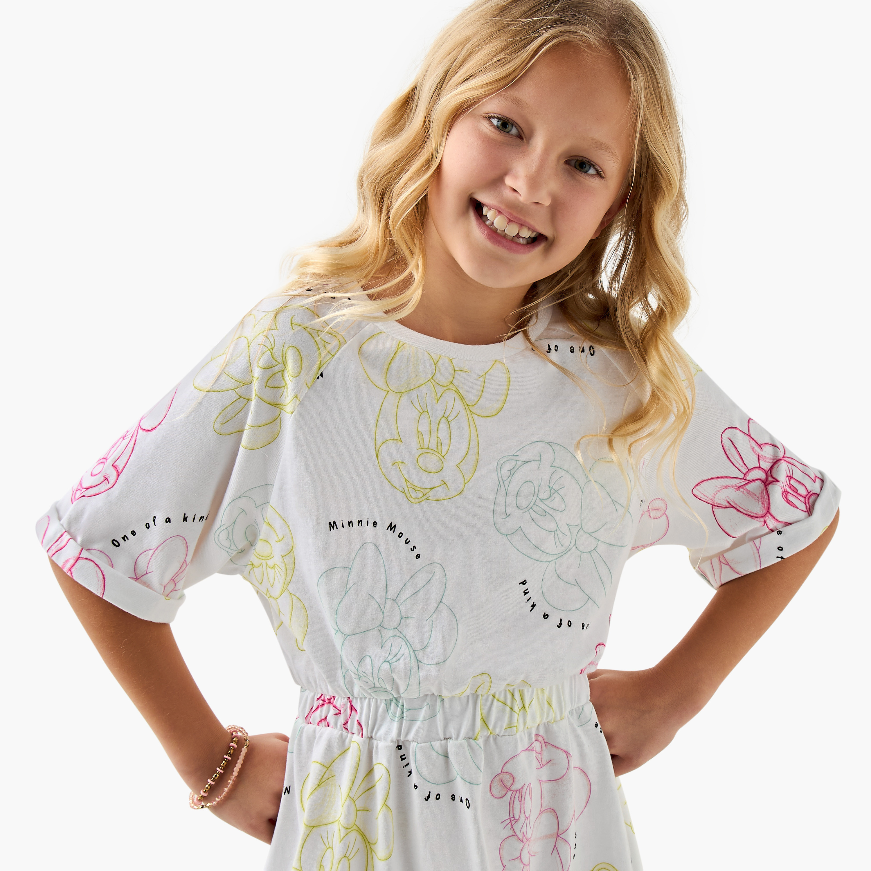 Disney Minnie Mouse Print T-shirt Dress with Raglan Sleeves-girls-clothing-dressesandjumpsuits-image-4