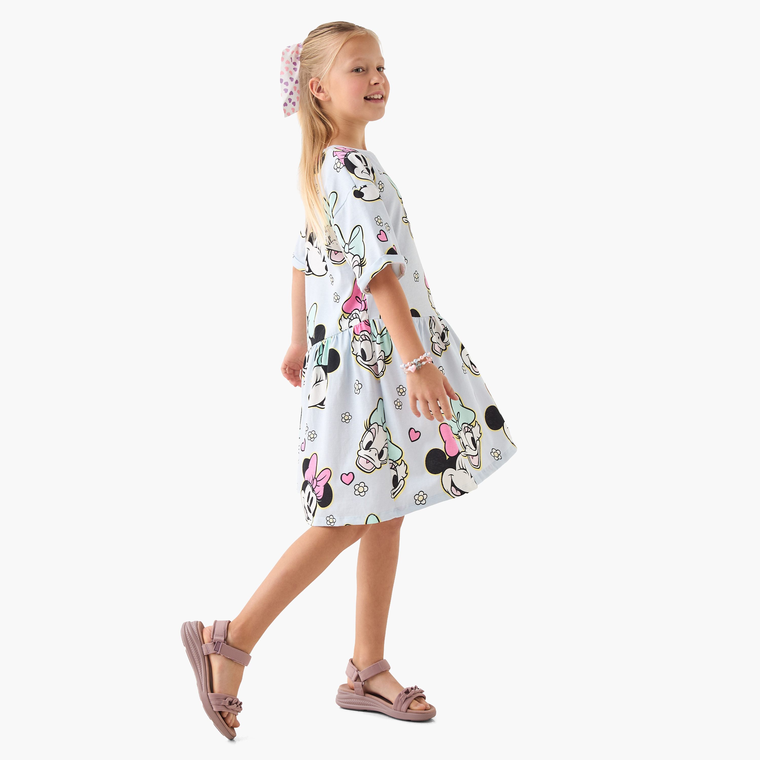 فستان بأكمام قصيرة وطبعات ميني ماوس وديزي داك-girls-clothing-dressesandjumpsuits-image-2