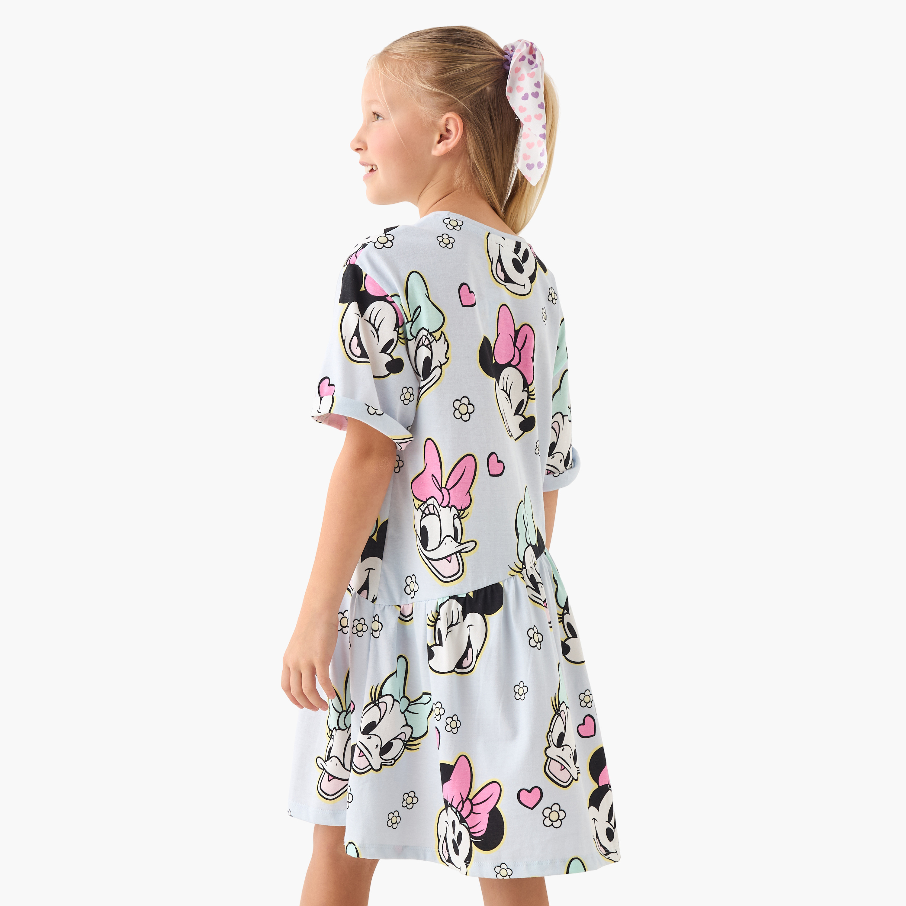 فستان بأكمام قصيرة وطبعات ميني ماوس وديزي داك-girls-clothing-dressesandjumpsuits-image-3