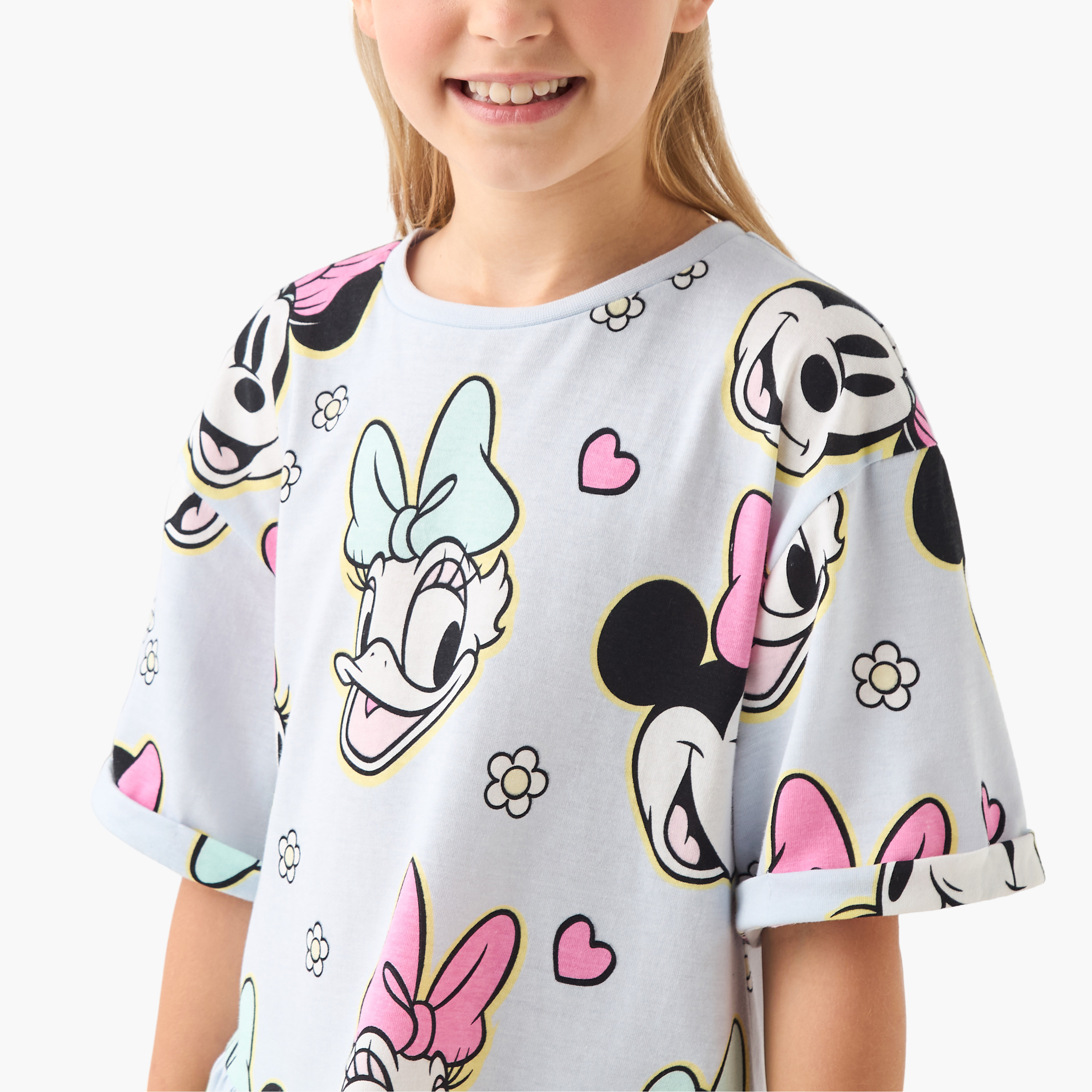 فستان بأكمام قصيرة وطبعات ميني ماوس وديزي داك-girls-clothing-dressesandjumpsuits-image-4