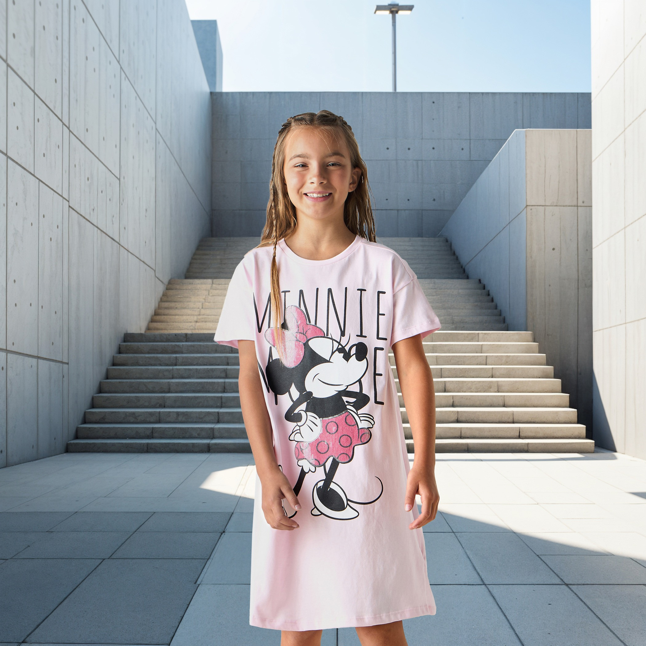 Disney Minnie Mouse Print Dress with Short Sleeves-girls-clothing-dressesandjumpsuits-image-1