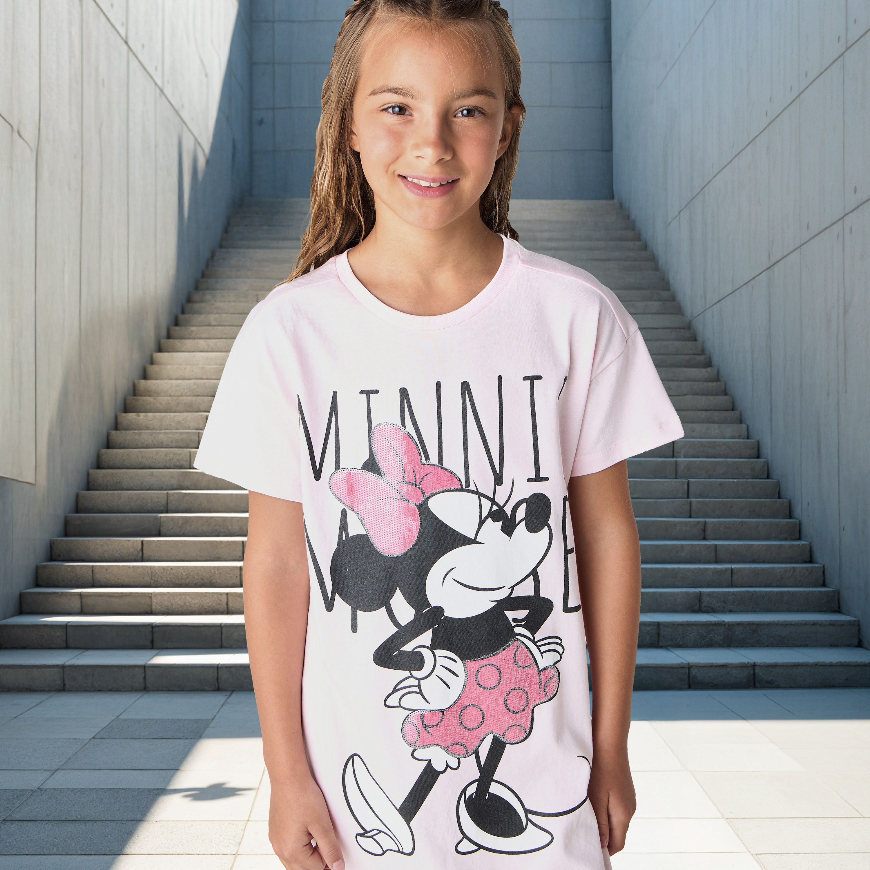 Disney Minnie Mouse Print Dress with Short Sleeves-girls-clothing-dressesandjumpsuits-image-4