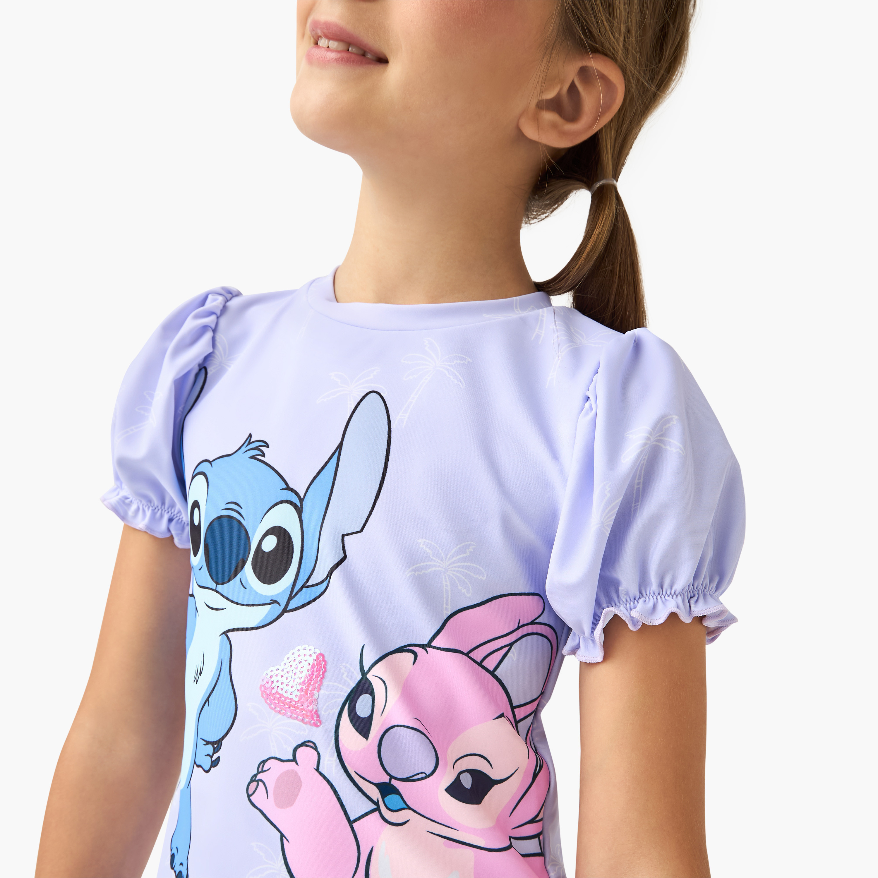 Disney Stitch and Angel Print Swim Top and Shorts Set-sports-gear-swimming-girl-image-5