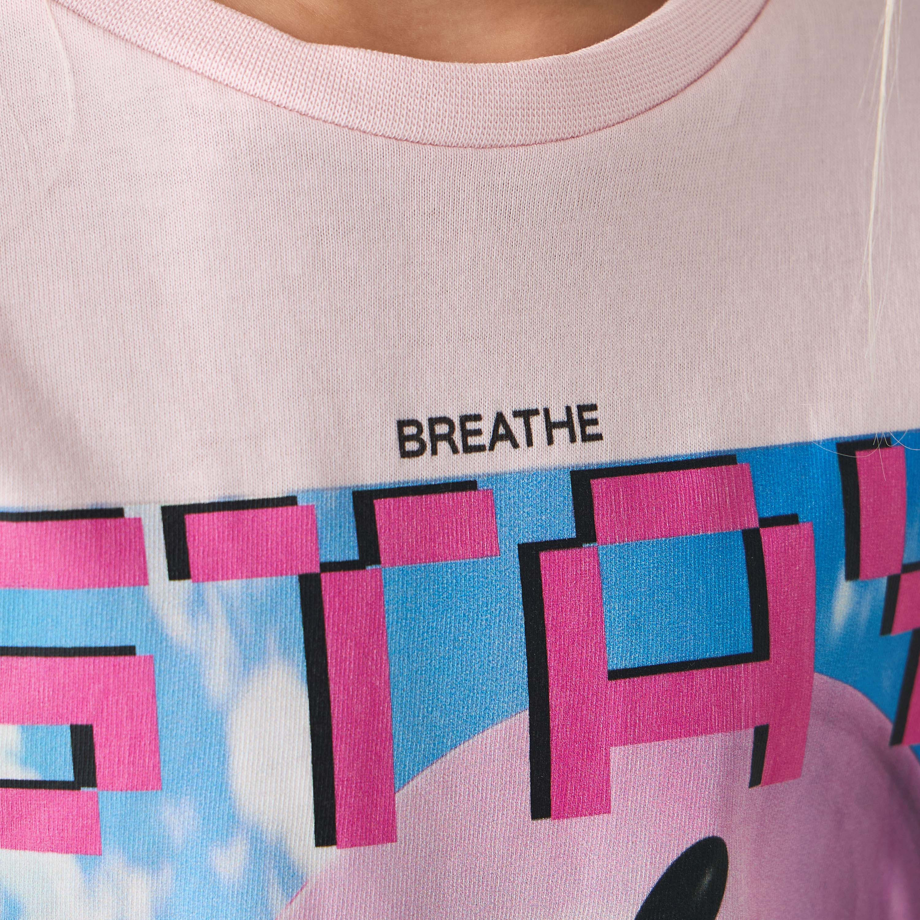 Smiley World Print T-shirt with Round Neck and Short Sleeves-girls-clothing-tshirts-image-5