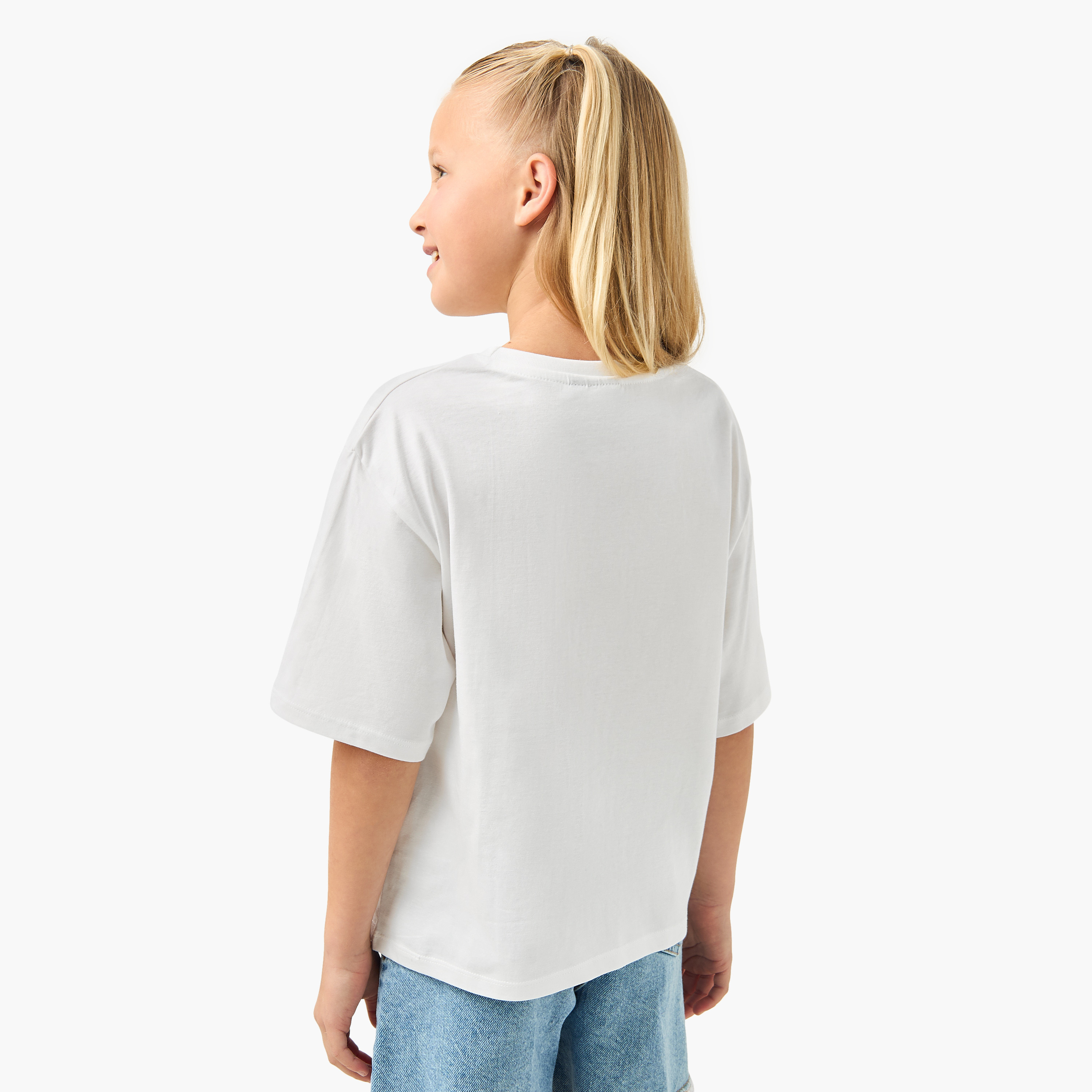 Nirvana Graphic Print Crew Neck T-shirt with Short Sleeves-girls-clothing-tshirts-image-3