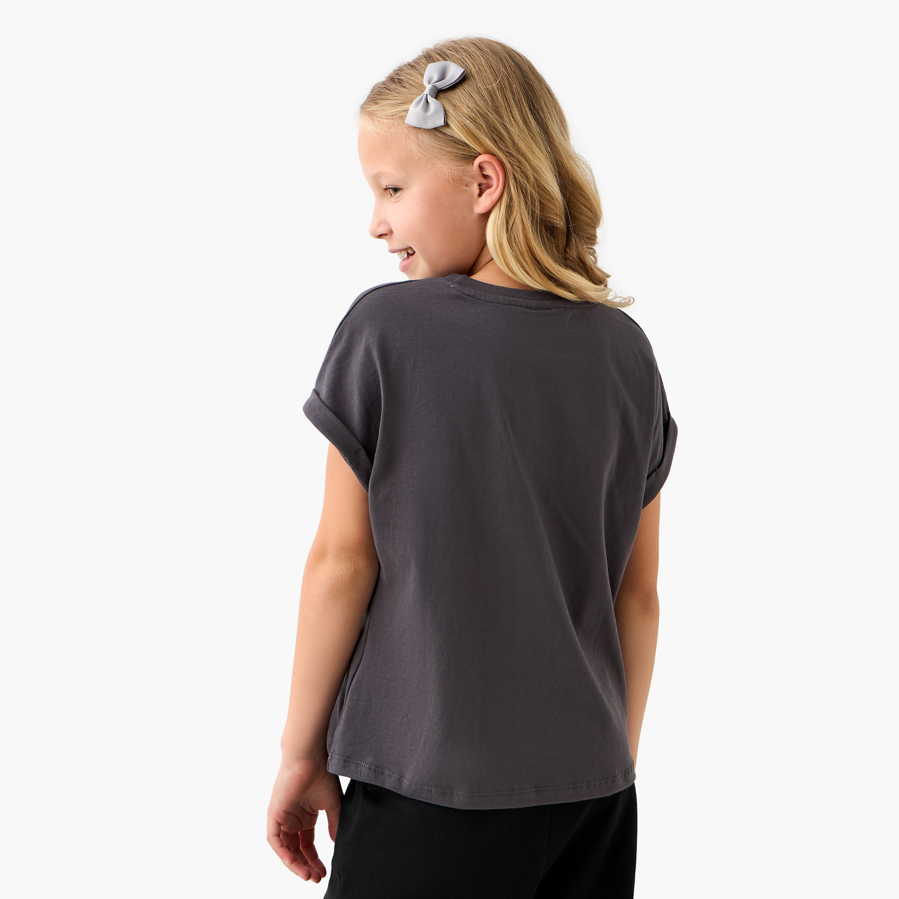 Smiley World Embellished T-shirt with Extended Sleeves-girls-clothing-tshirts-image-3