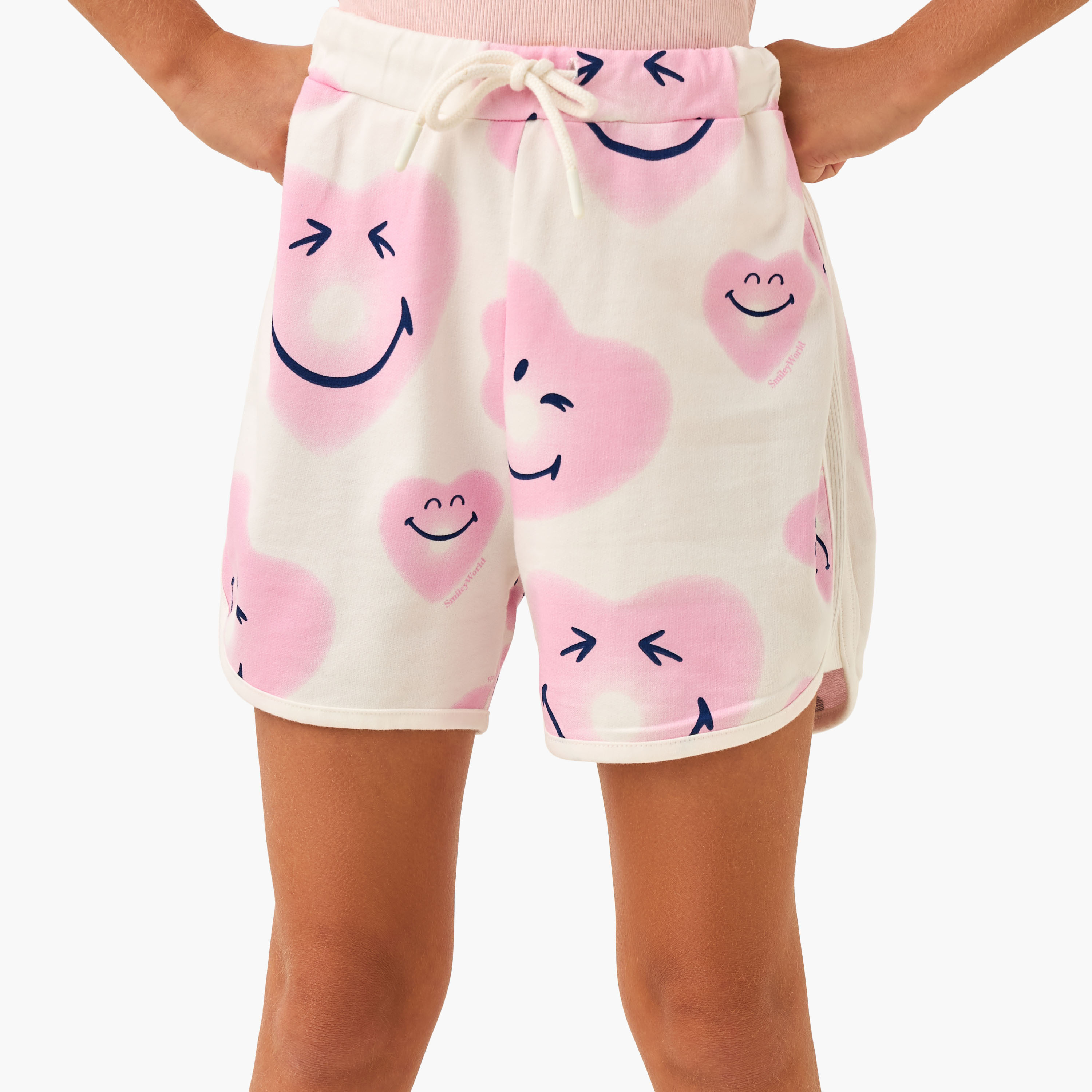Disney All-Over Heart Print Shorts with Drawstring Closure-girls-clothing-bottoms-shorts-image-1