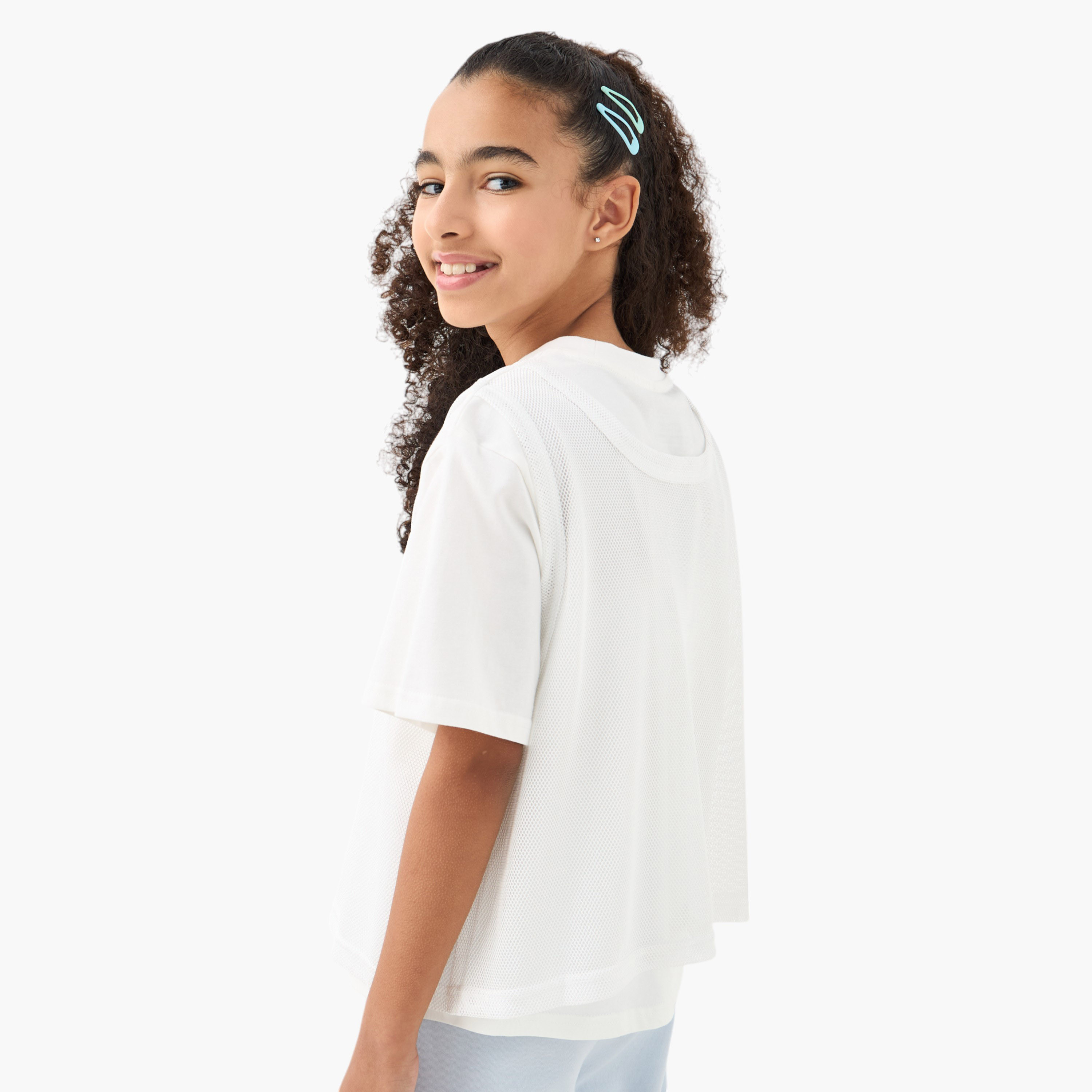 Kappa Logo Print T-shirt with Short Sleeves-girls-clothing-tshirts-image-3