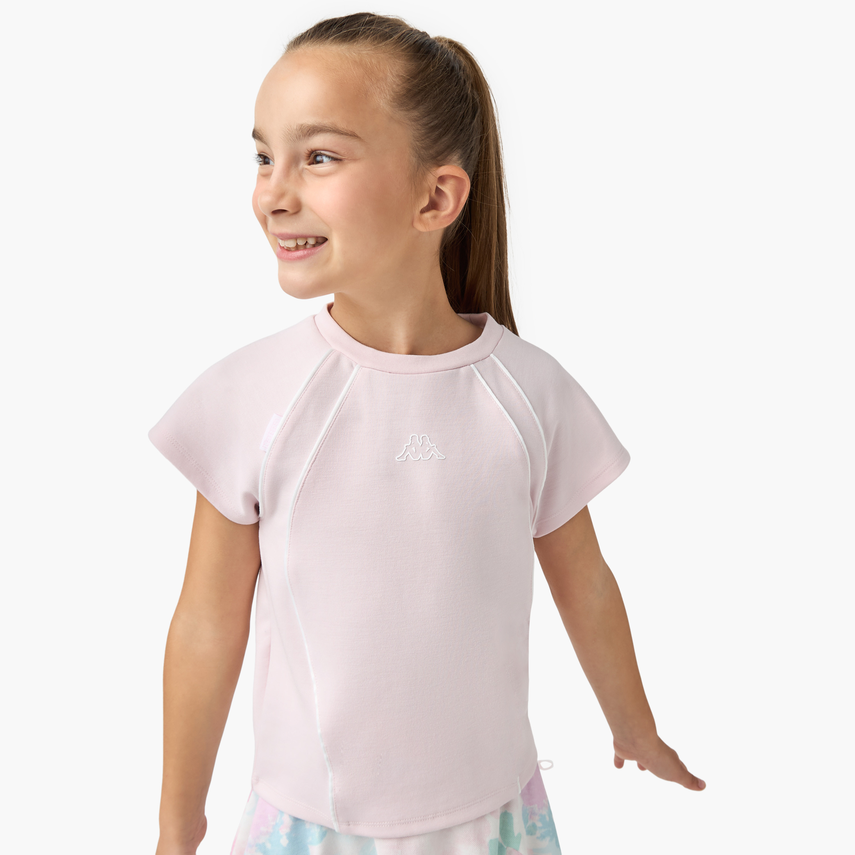 Kappa Panelled Crew Neck T-shirt with Raglan Sleeves-girls-clothing-tshirts-image-1