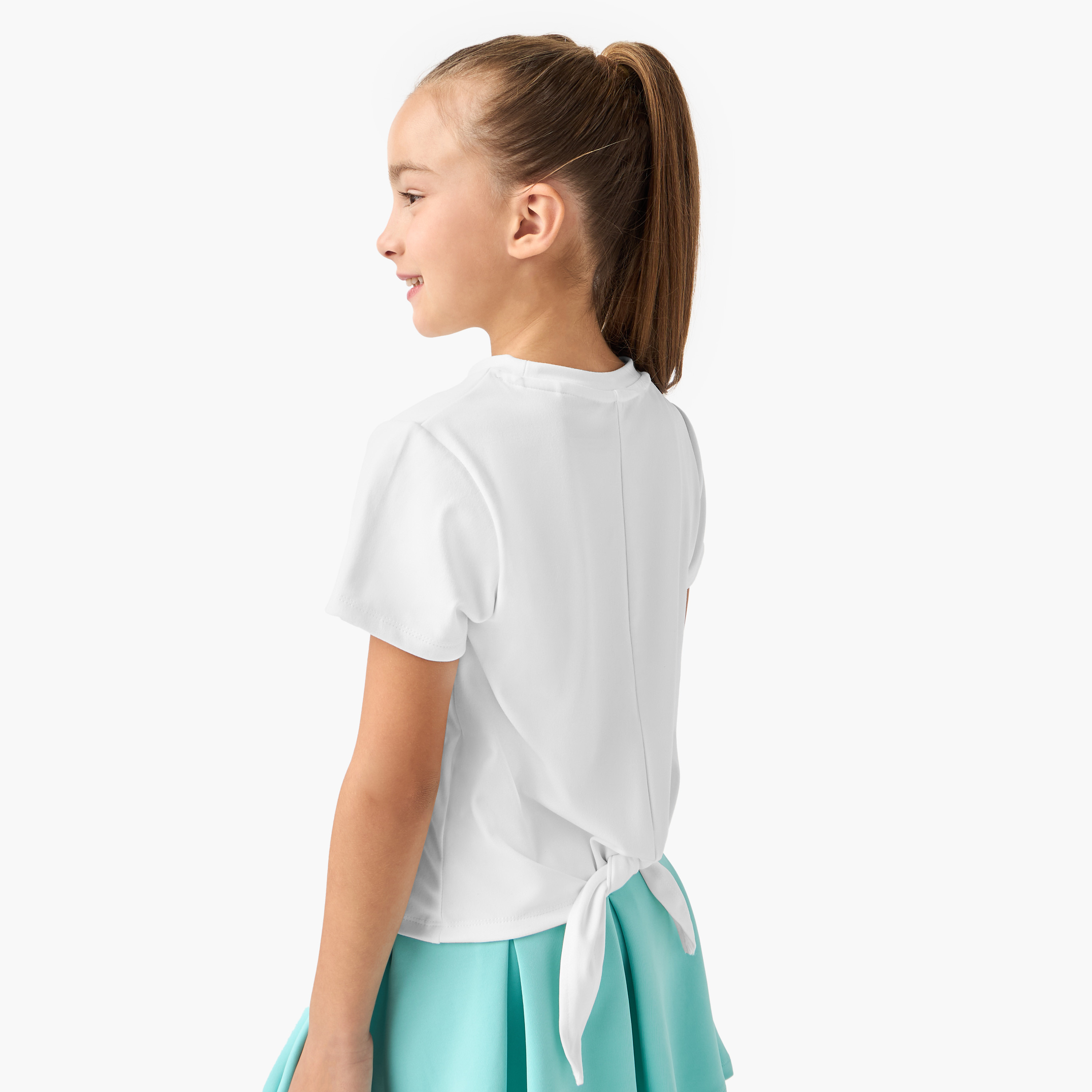 تيشيرت بياقة ضيقة وطبعات شعار وأكمام قصيرة من كابا-sports-girls-clothing-tops-image-3