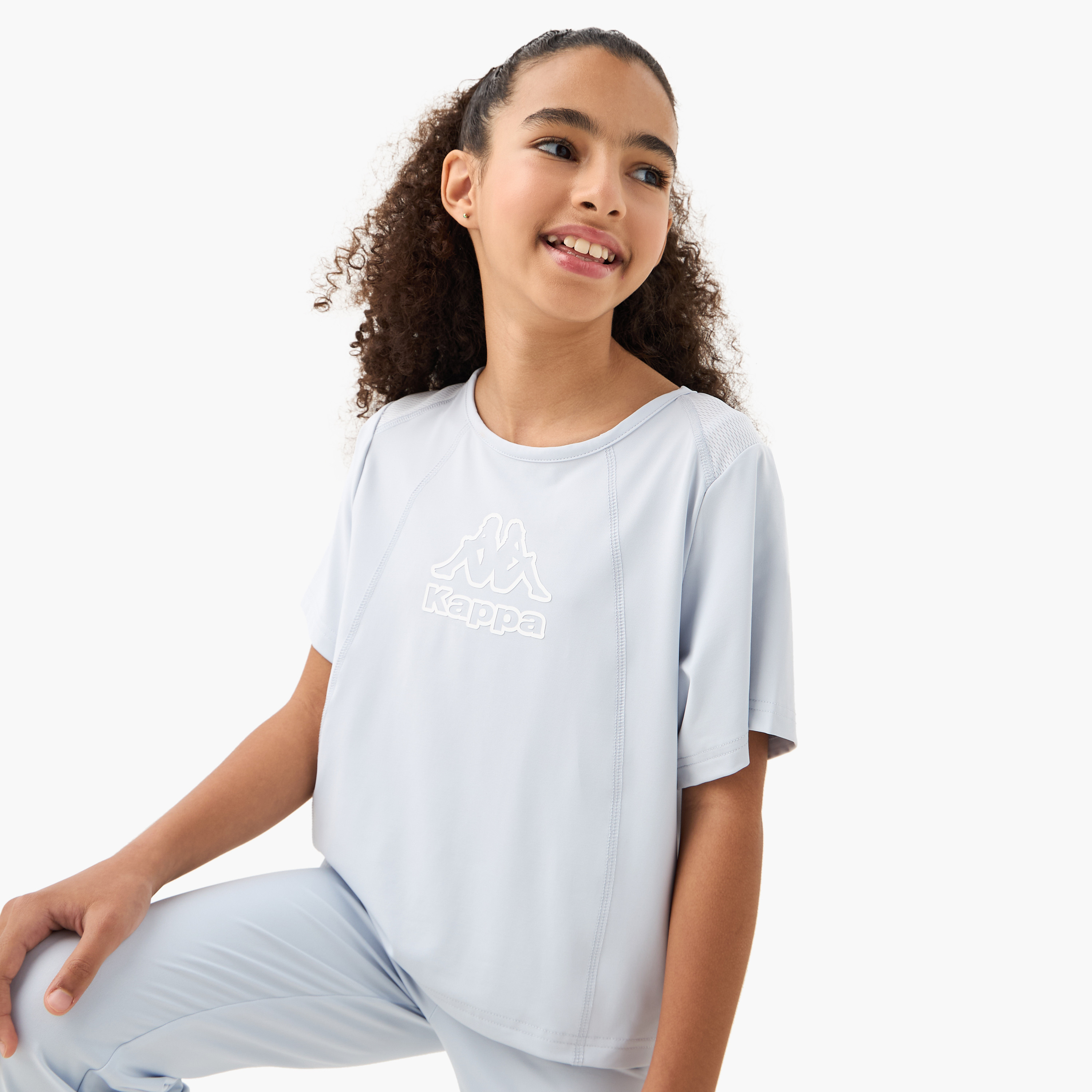 Kappa Logo Print T-shirt with Short Sleeves-girls-clothing-tshirts-image-1
