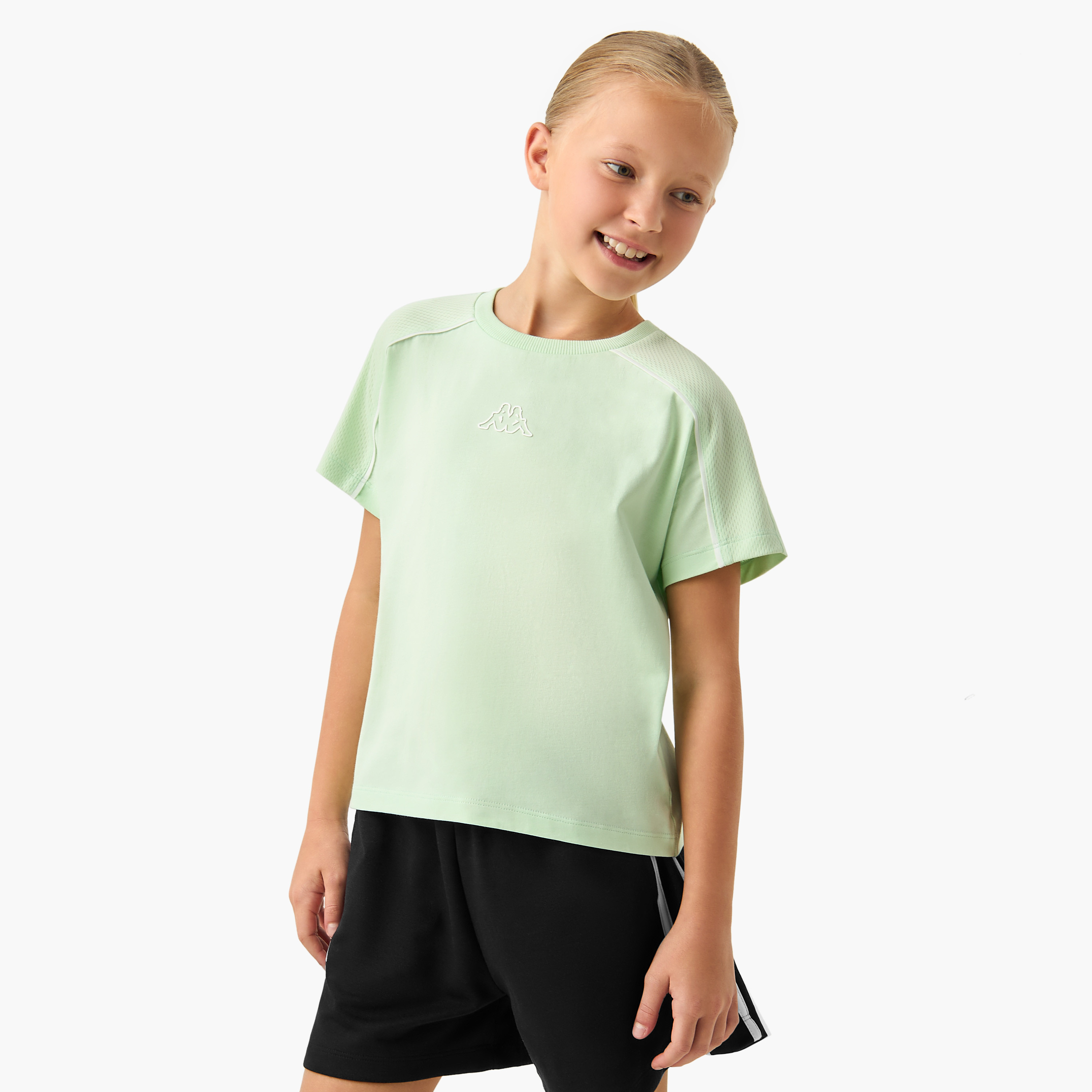 Kappa Logo Detail T-shirt with Crew Neck and Short Sleeves-sports-girls-clothing-tops-image-1