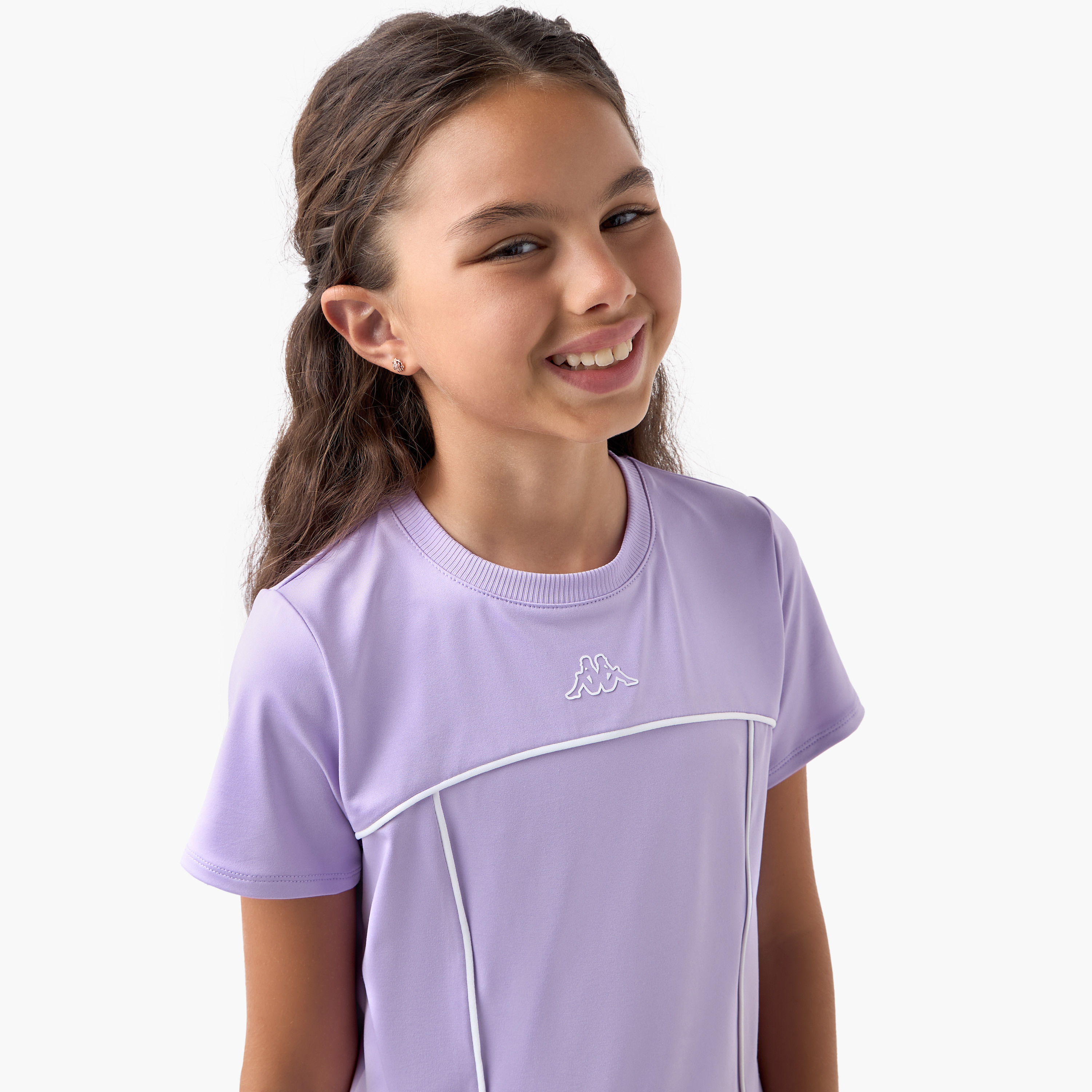 Kappa Piping Detail Crew Neck T-shirt with Short Sleeves-sports-girls-clothing-tops-image-4