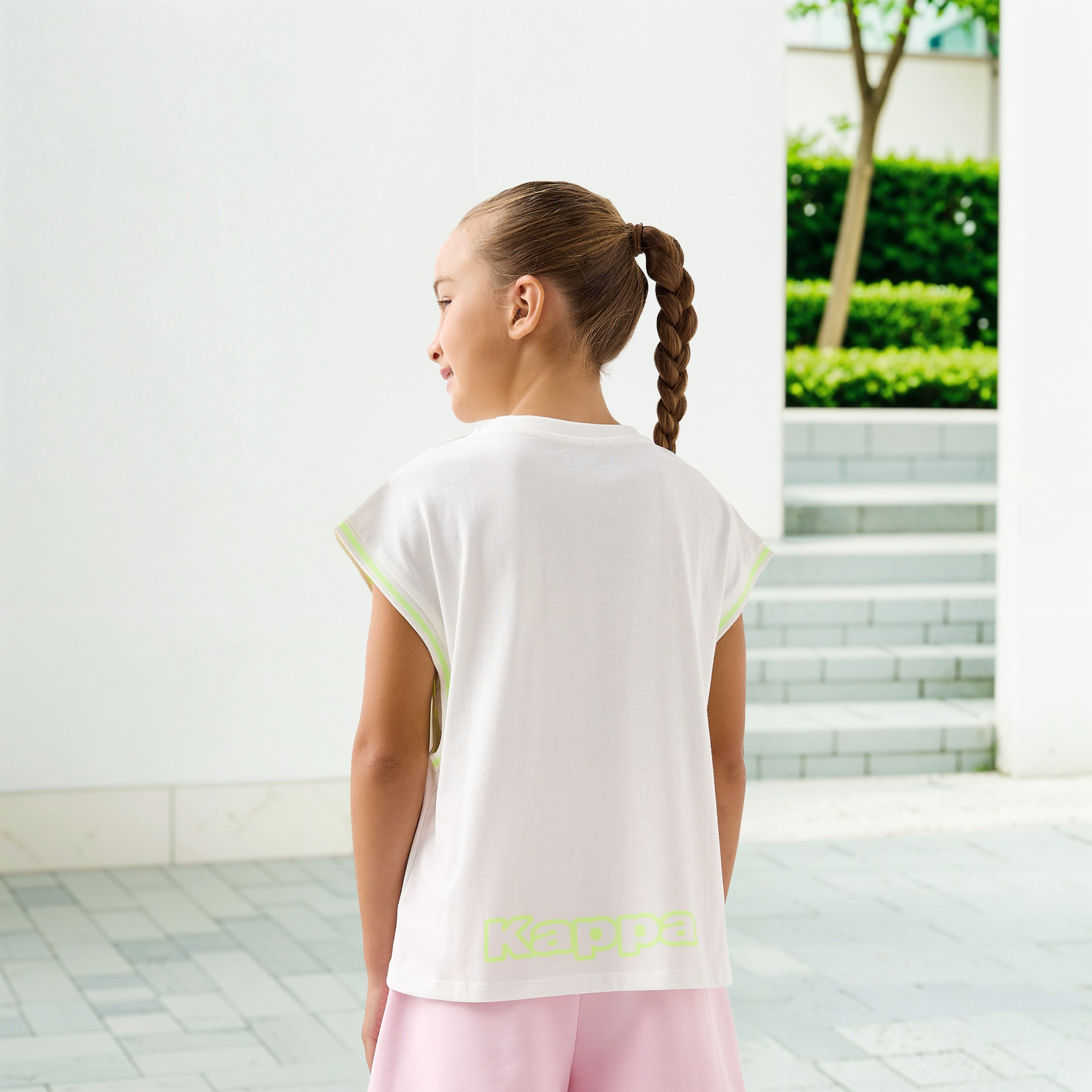 Kappa Logo Rrint Boxy T-shirt with Front Knot Detail-girls-clothing-tshirts-image-3