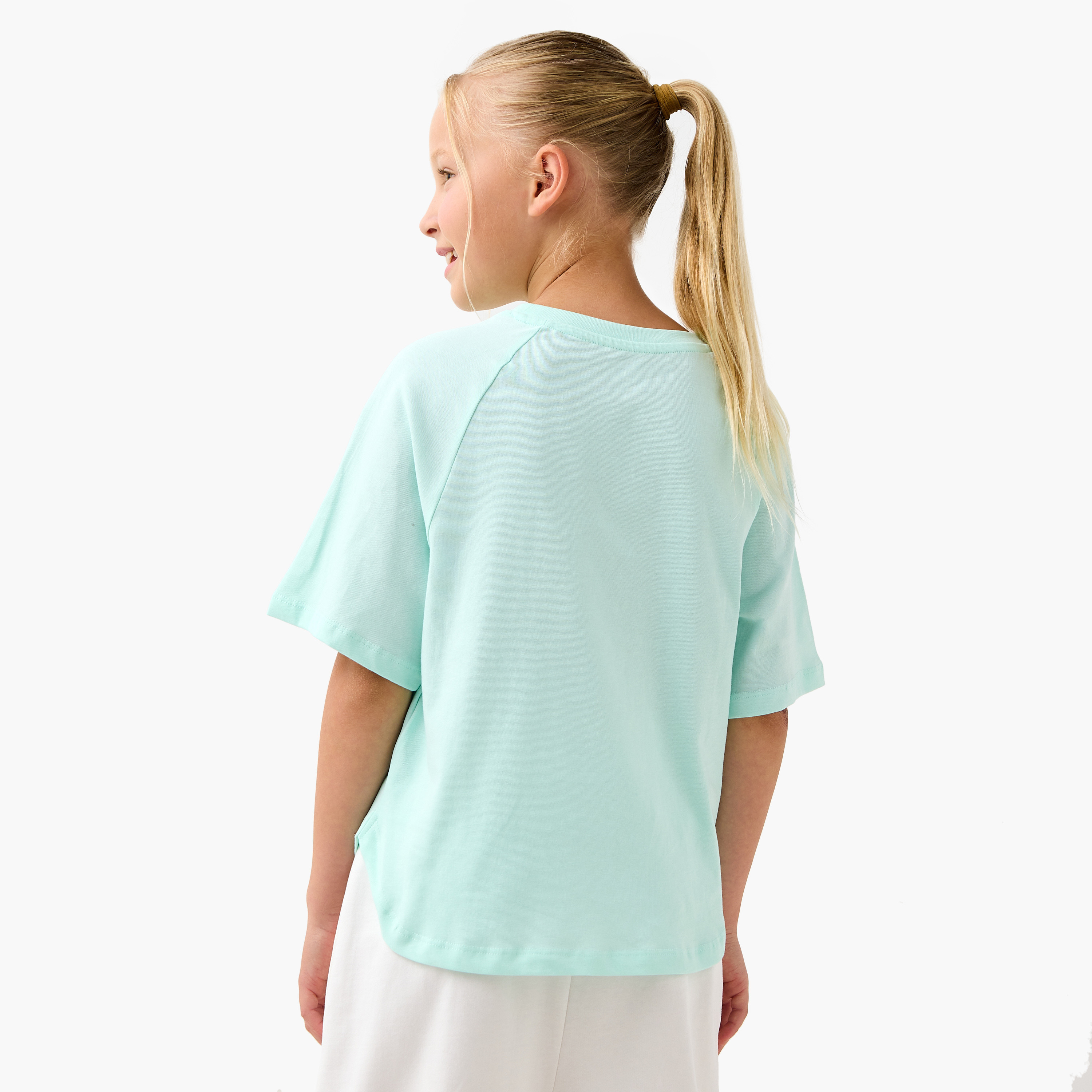 Kappa Logo Print Crew Neck T-shirt with Raglan Sleeves-girls-clothing-tshirts-image-3