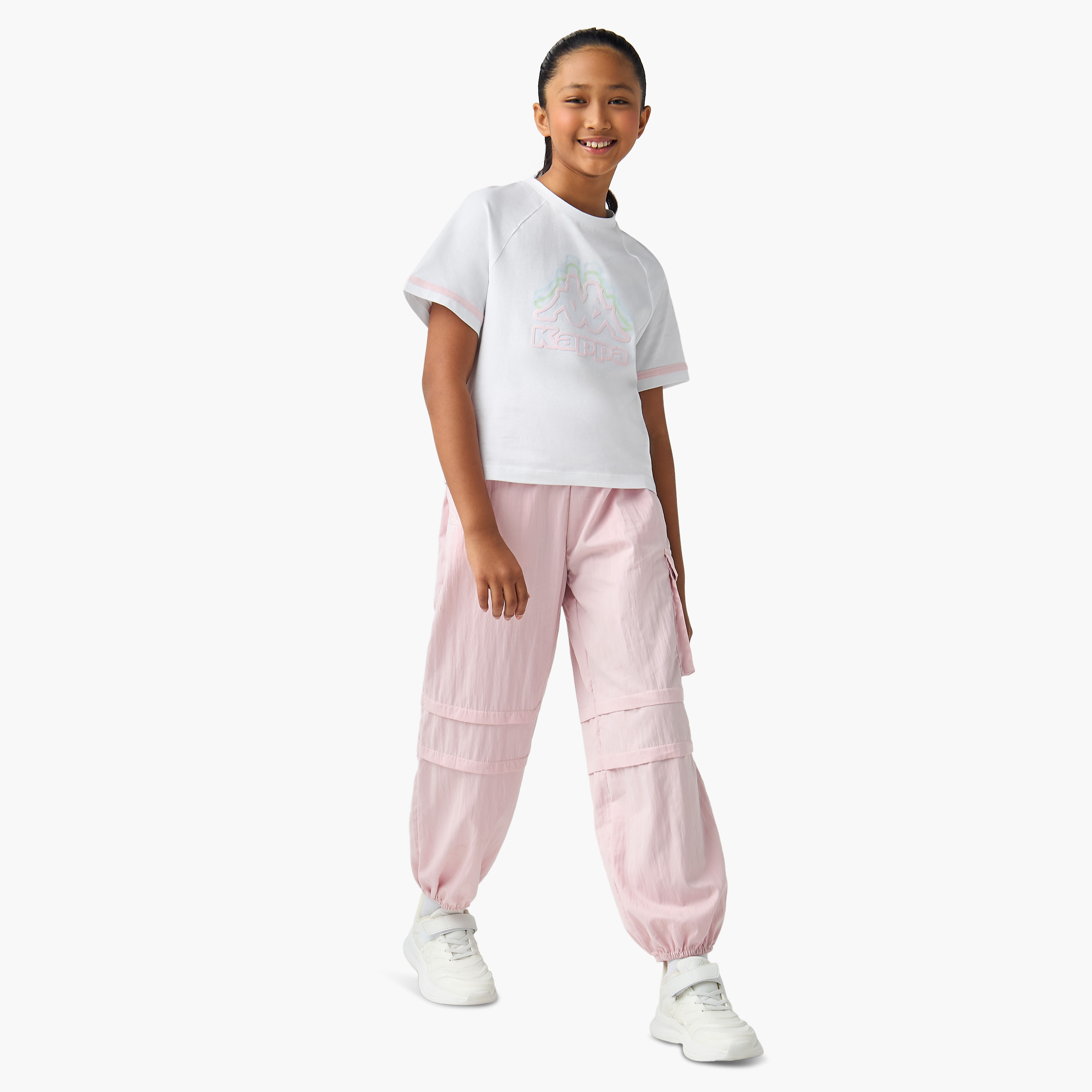 بنطلون رياضي بطبعات شعار ورباط إغلاق من كابا-girls-clothing-bottoms-joggersandtrackpants-image-4