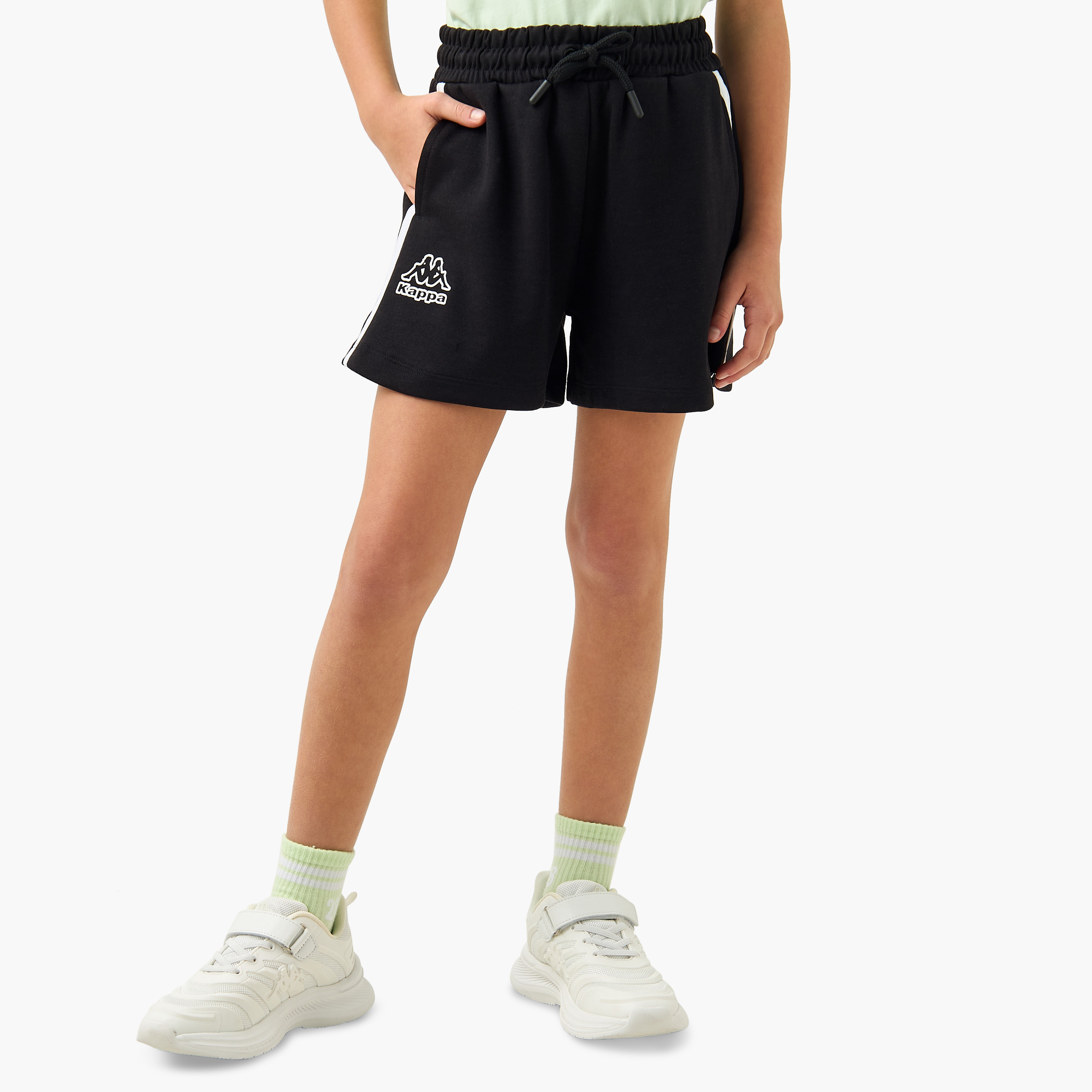 Kappa Logo Detail Shorts with Drawstring Closure and Pockets-sports-girls-clothing-bottoms-shorts-image-1