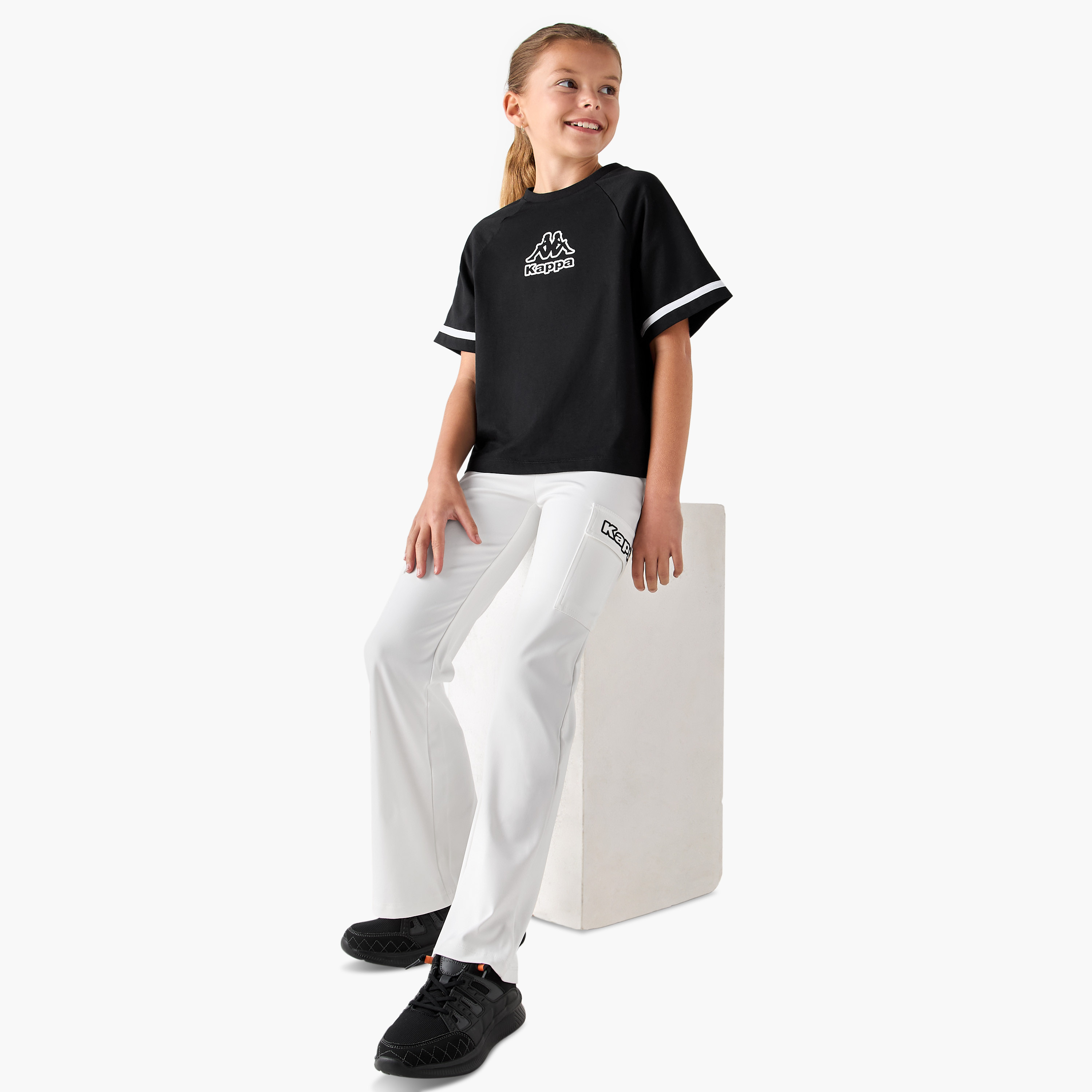 Kappa Logo Print Flared Leggings-girls-clothing-bottoms-joggersandtrackpants-image-2