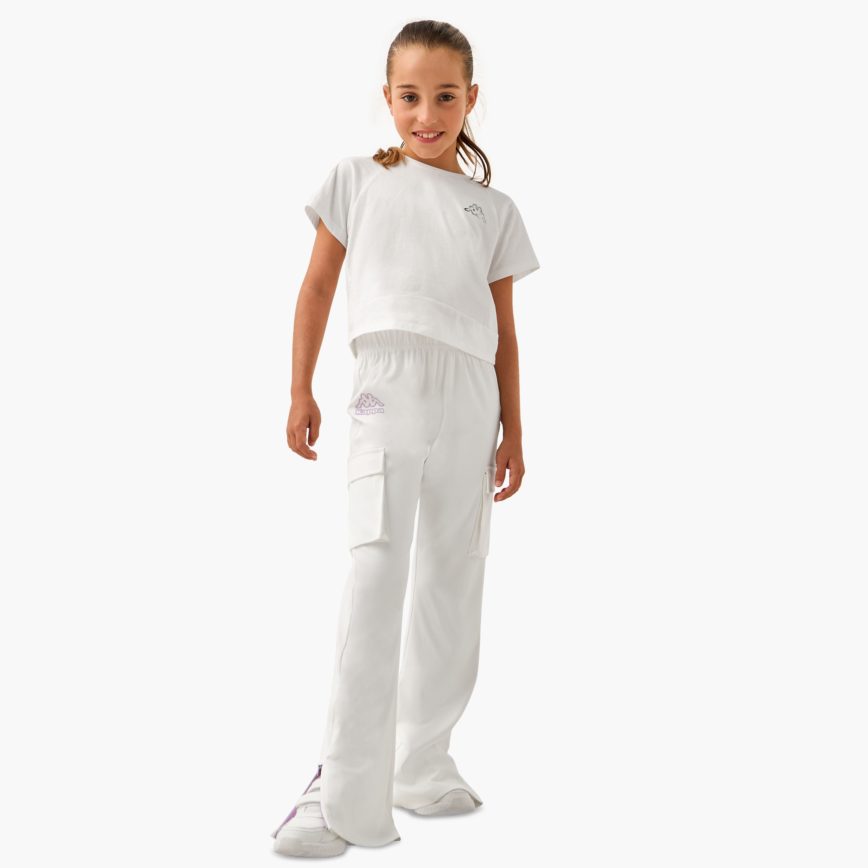 Kappa Logo Print Slim Fit Cargo Pants with Elasticated Waistband-girls-clothing-sportswear-bottoms-image-2