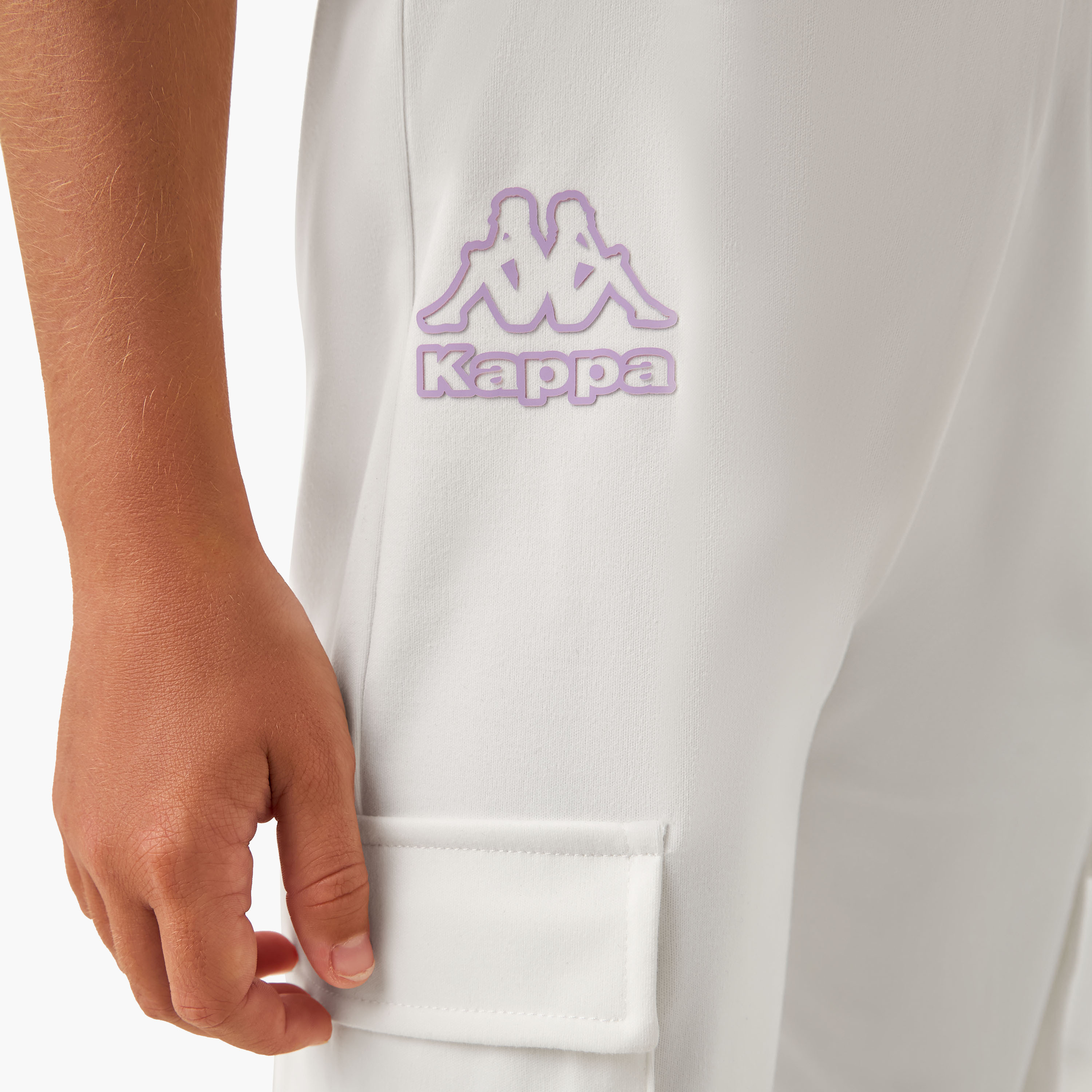 Kappa Logo Print Slim Fit Cargo Pants with Elasticated Waistband-girls-clothing-sportswear-bottoms-image-4