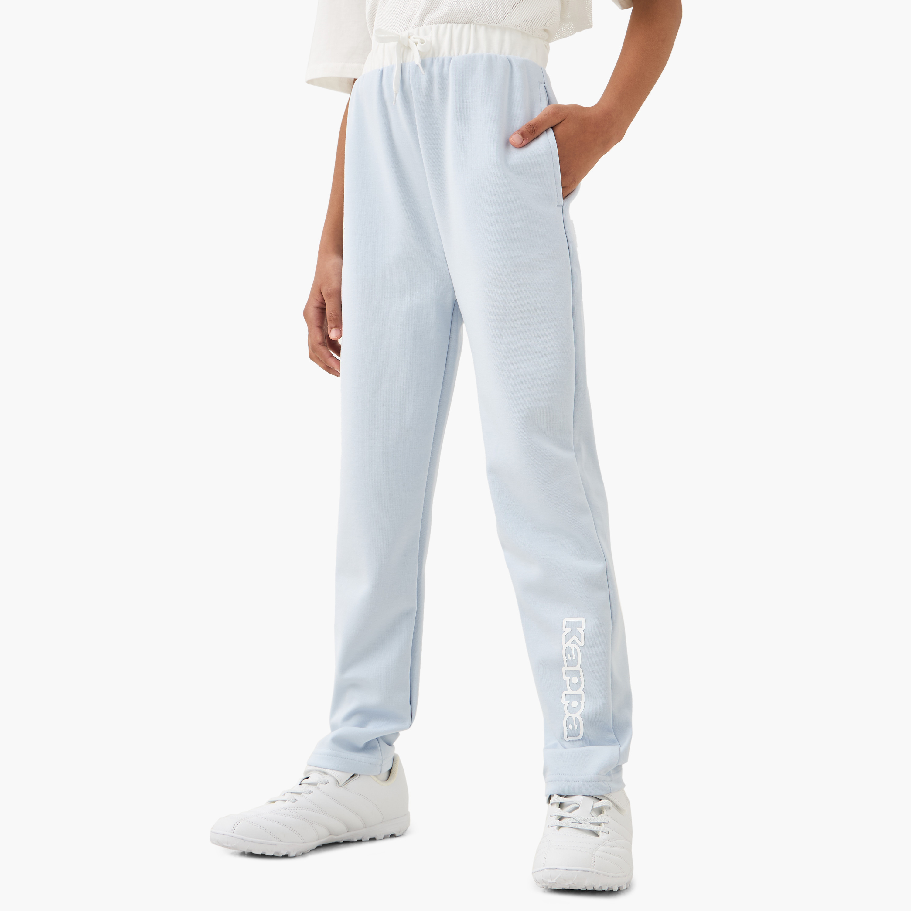 Kappa Logo Print Pants with Drawstring Closure-girls-clothing-bottoms-joggersandtrackpants-image-1
