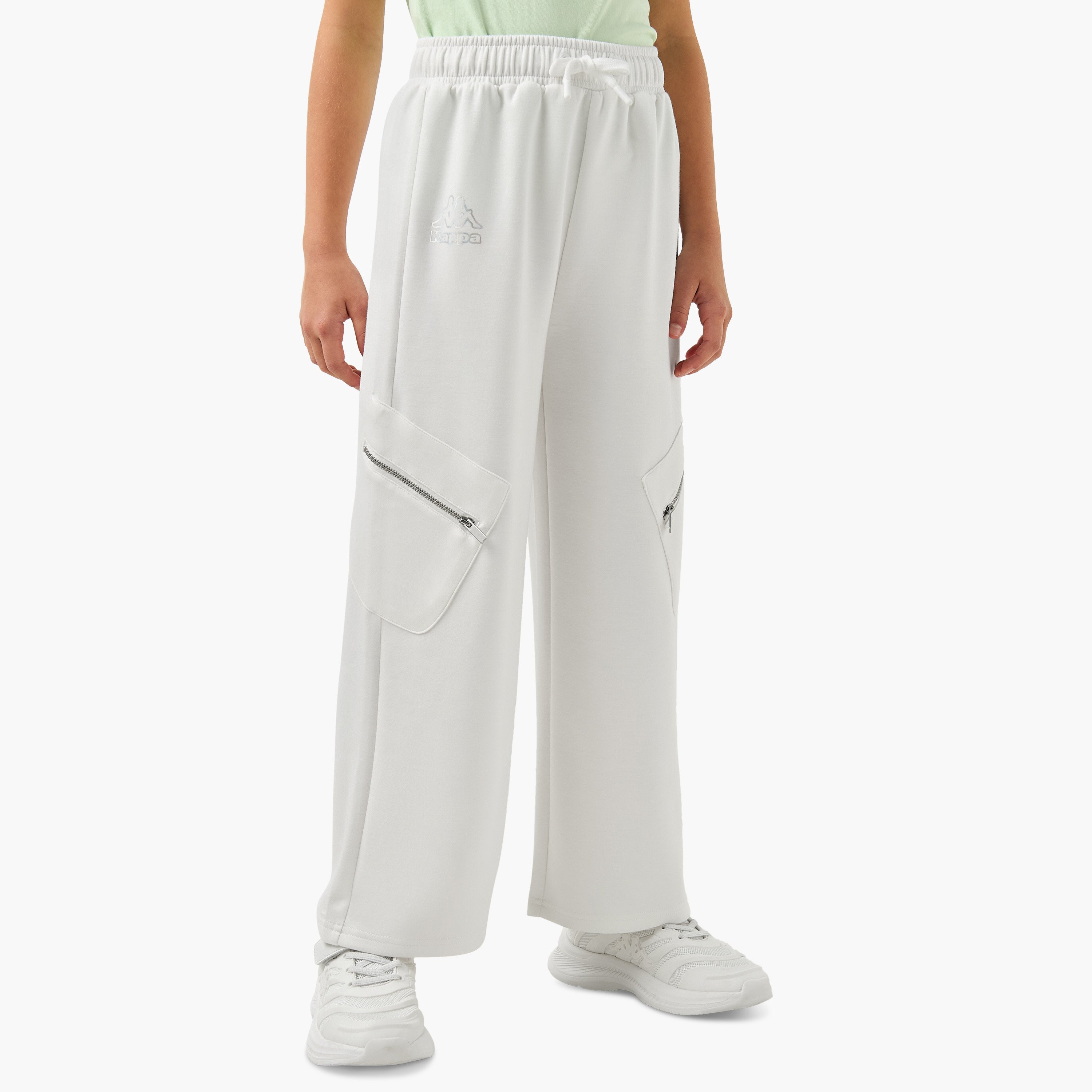 Kappa Logo Print Track Pants with Elasticated Waistband and Pockets-girls-clothing-bottoms-joggersandtrackpants-image-1