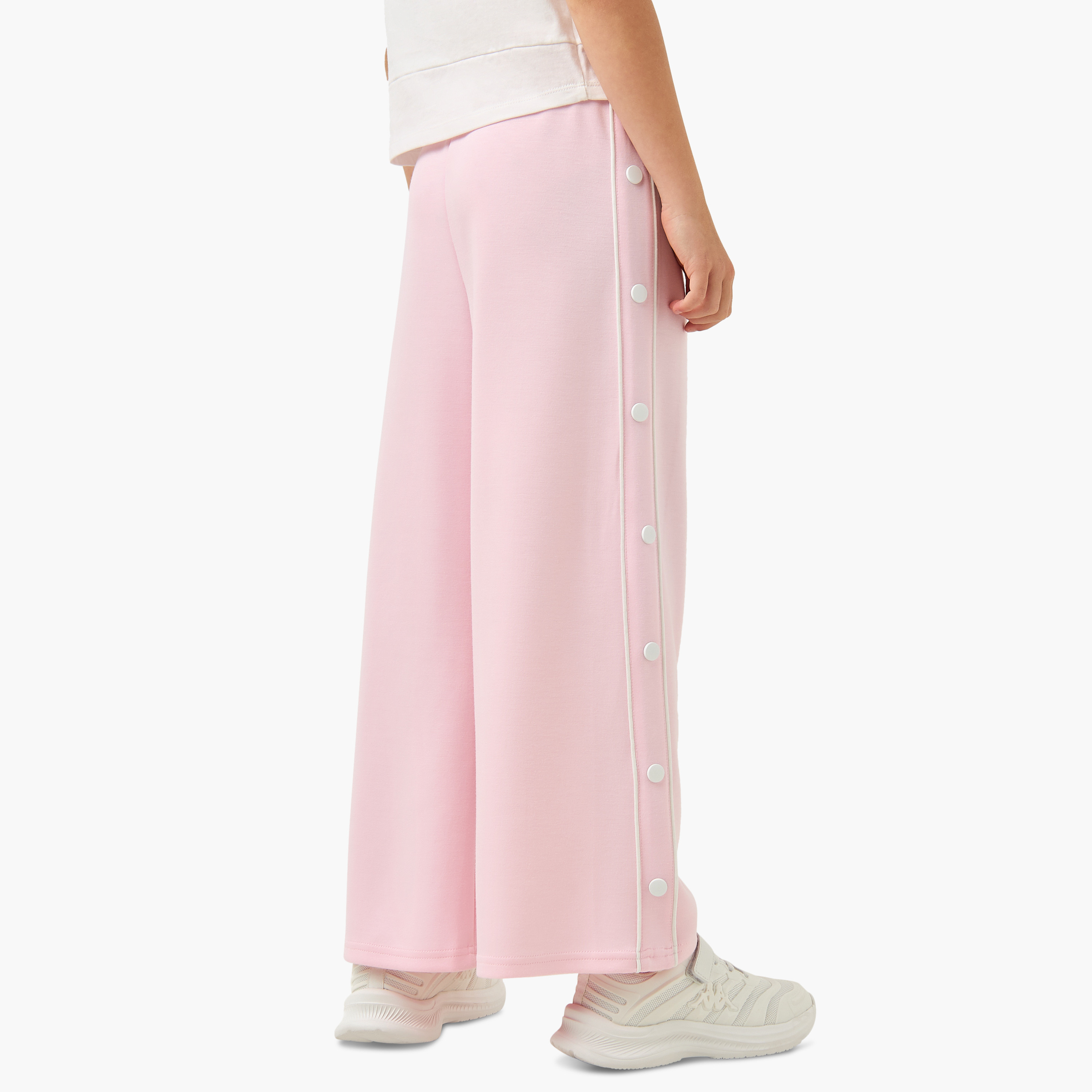 Kappa Logo Print Pants with Button Detail and Elasticated Waistband-sports-girls-clothing-bottoms-joggersandtrackpants-image-3