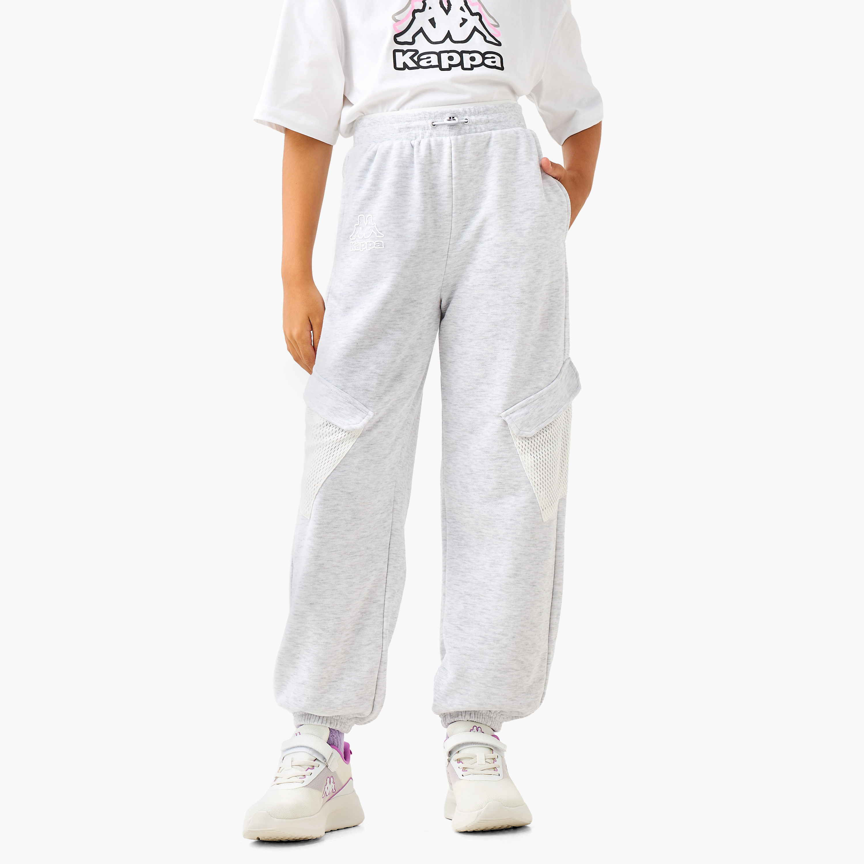 Kappa Logo Cargo Joggers with Mesh Pocket-girls-clothing-sportswear-bottoms-image-1