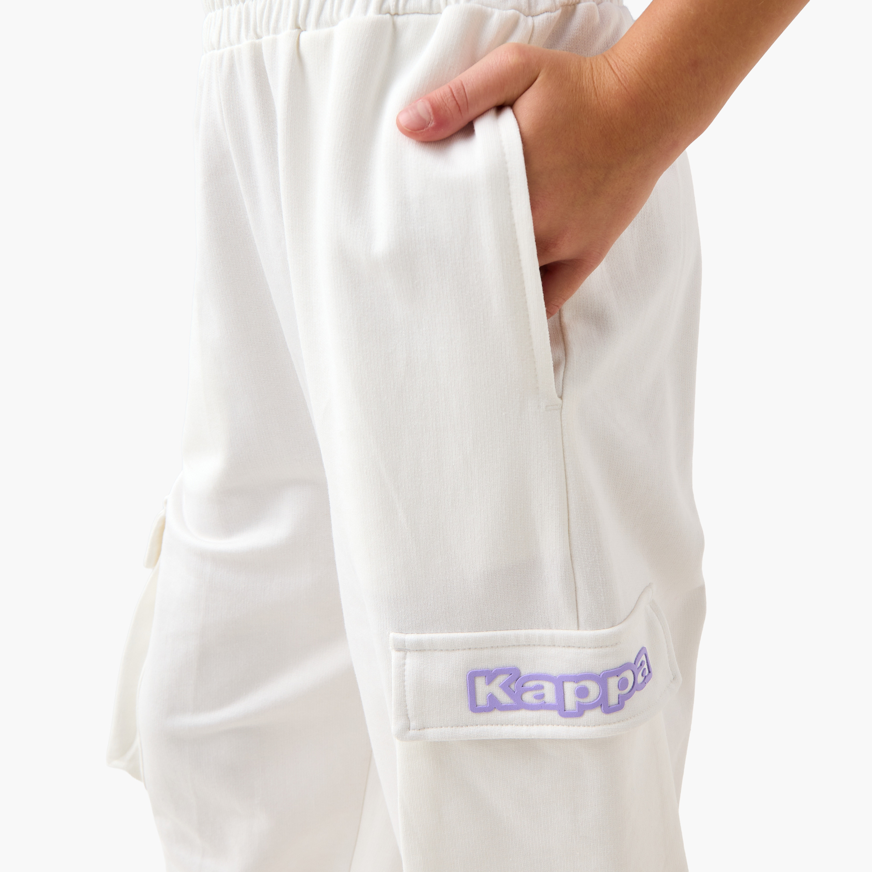 Kappa Logo Print Cargo Joggers with Elasticated Waistband-girls-clothing-bottoms-joggersandtrackpants-image-4