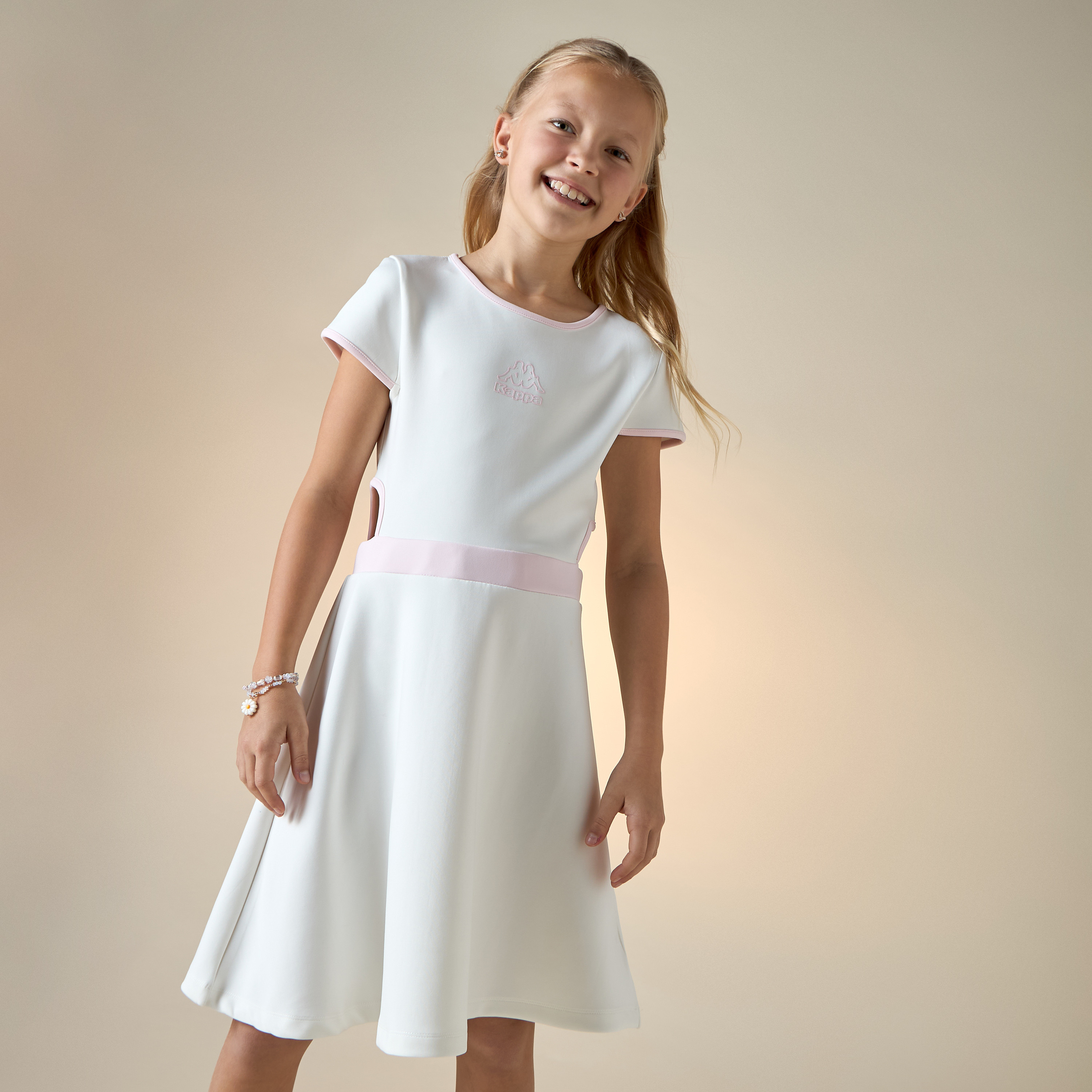 Kappa Logo Print Dress with Cut-Out Detail and Short Sleeves-girls-clothing-dressesandjumpsuits-image-1