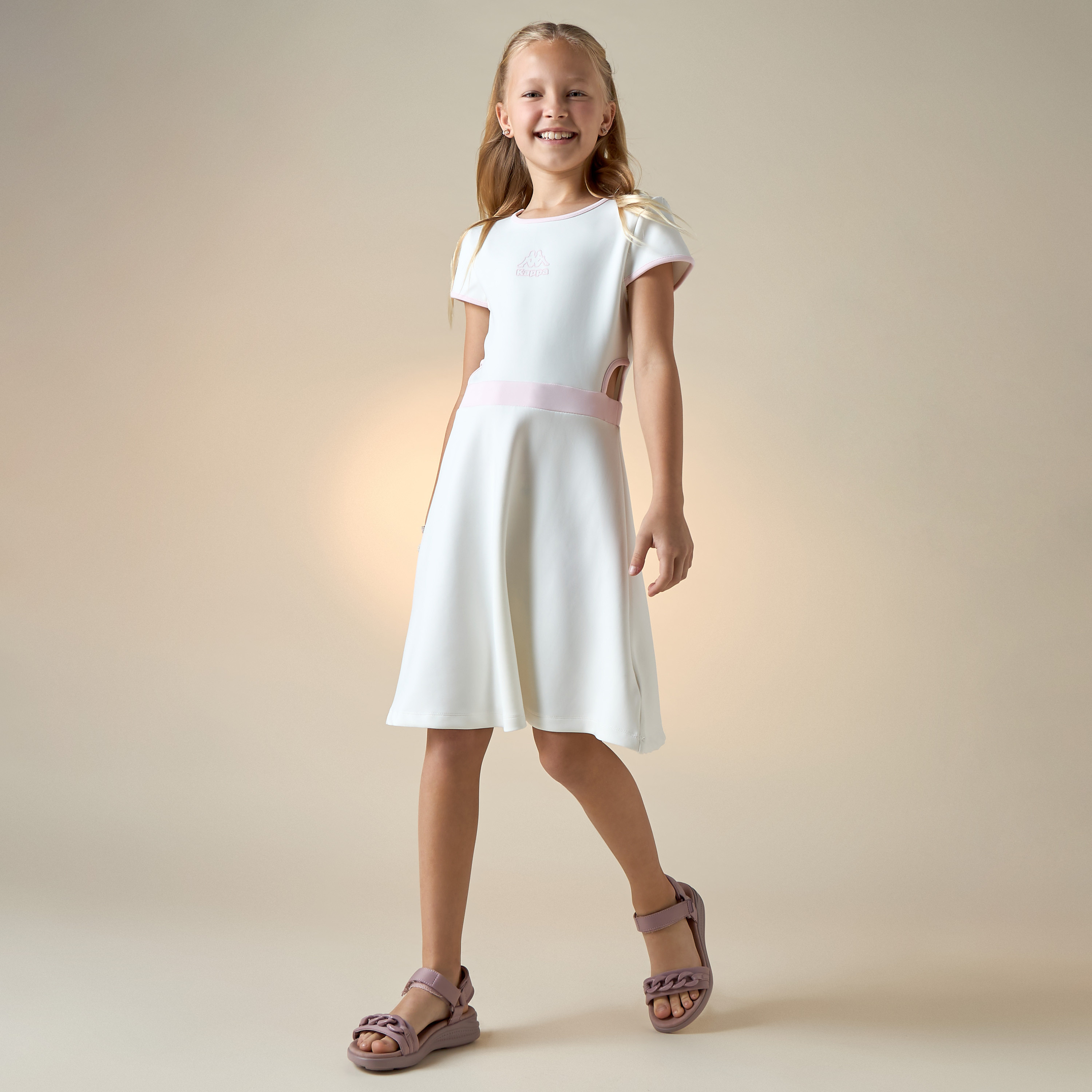 Kappa Logo Print Dress with Cut-Out Detail and Short Sleeves-girls-clothing-dressesandjumpsuits-image-2