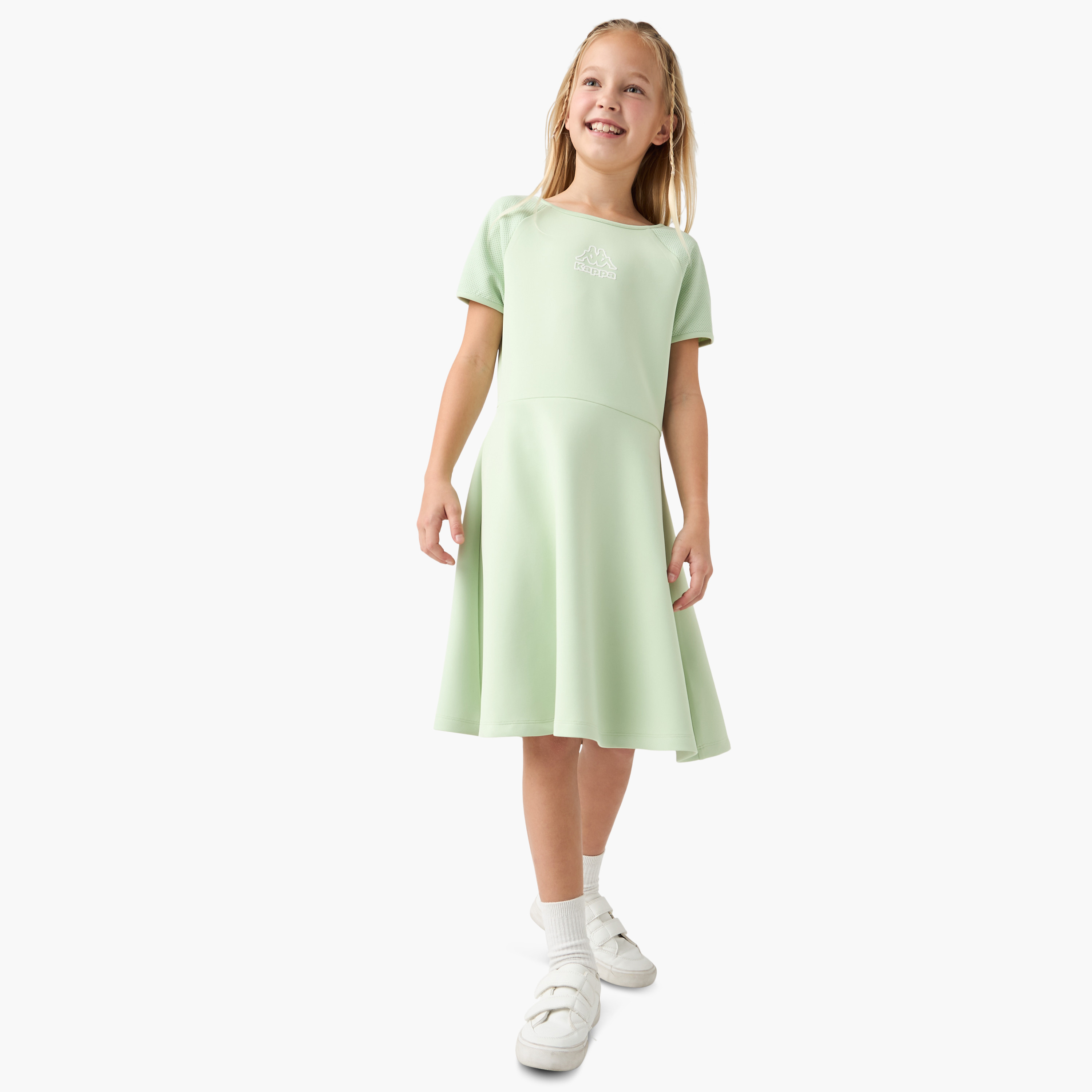 Kappa Logo Print Dress with Round Neck and Raglan Sleeves-girls-clothing-dressesandjumpsuits-image-1