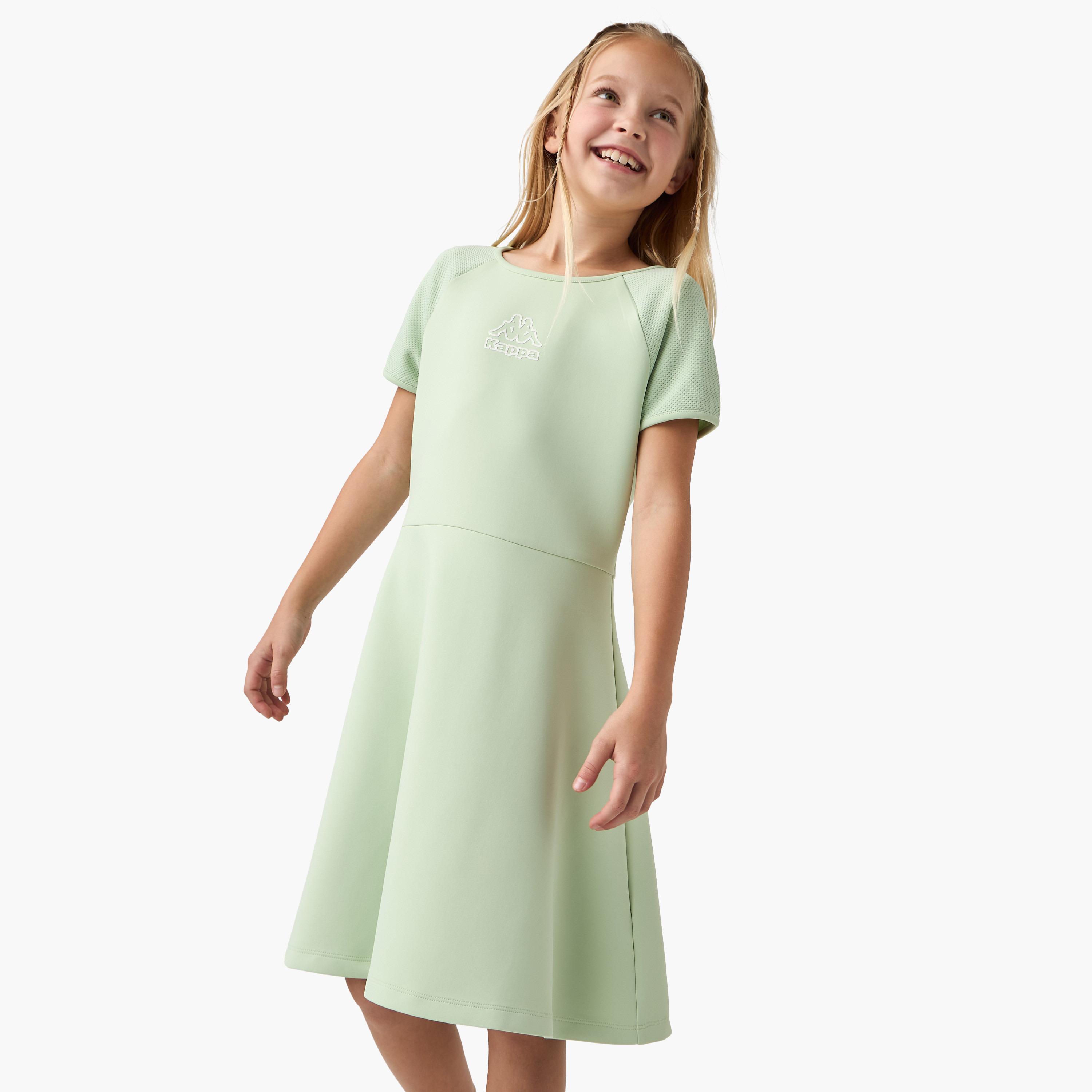 Kappa Logo Print Dress with Round Neck and Raglan Sleeves-girls-clothing-dressesandjumpsuits-image-2