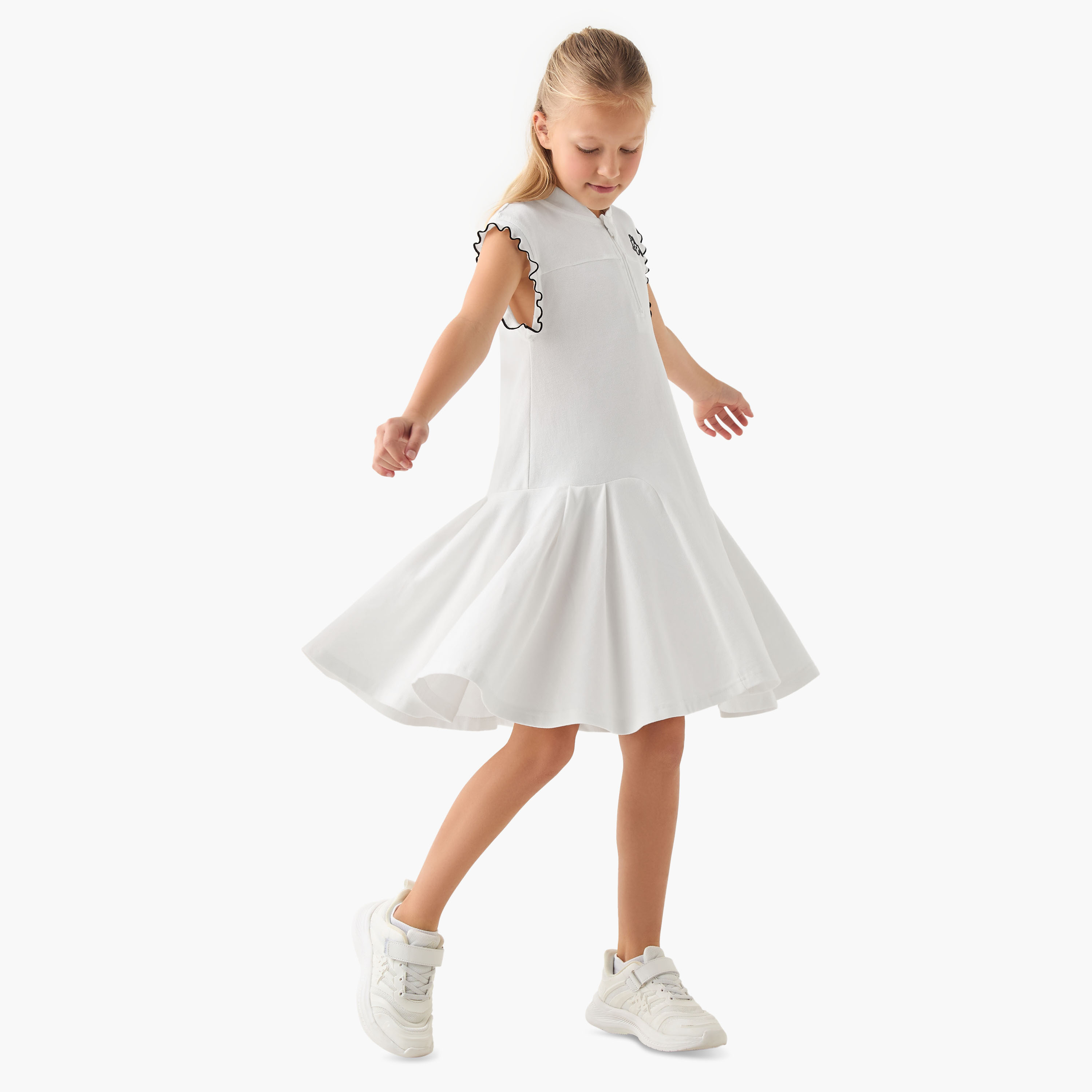 Kappa Logo Detail Sleeveless Dress with Zip Closure-girls-clothing-dressesandjumpsuits-image-2