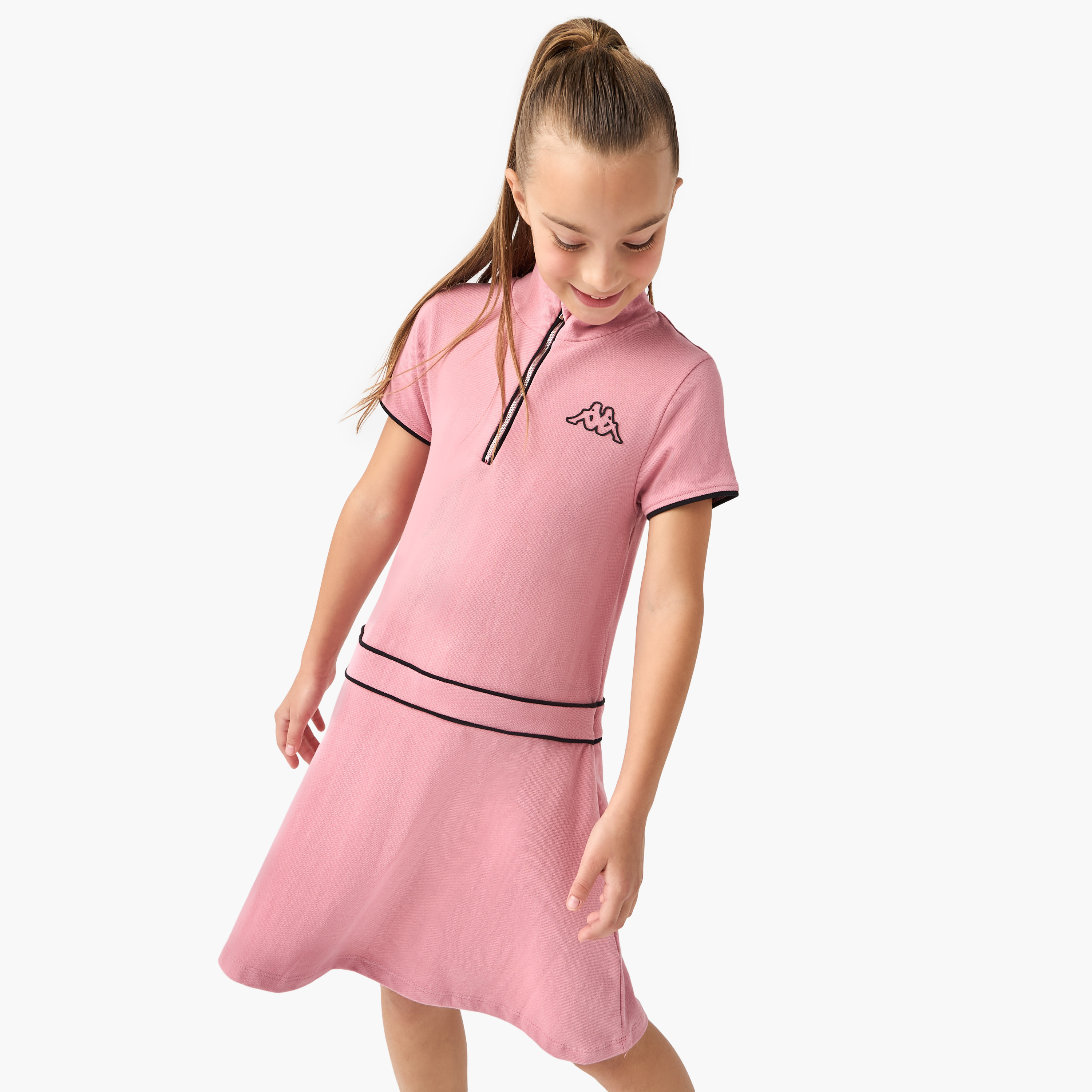 Kappa Logo Detail Polo Dress with Short Sleeves-girls-clothing-dressesandjumpsuits-image-1