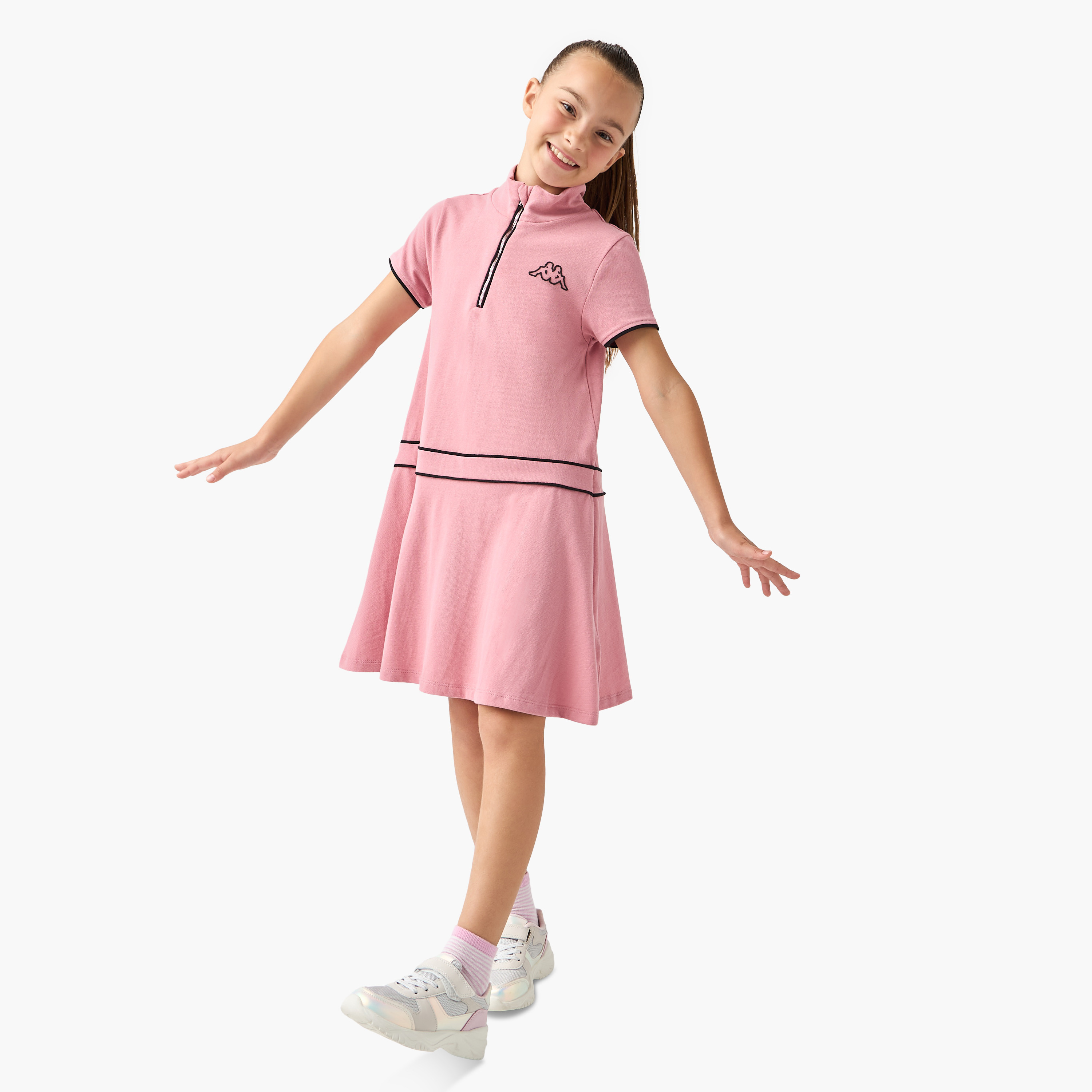Kappa Logo Detail Polo Dress with Short Sleeves-girls-clothing-dressesandjumpsuits-image-2