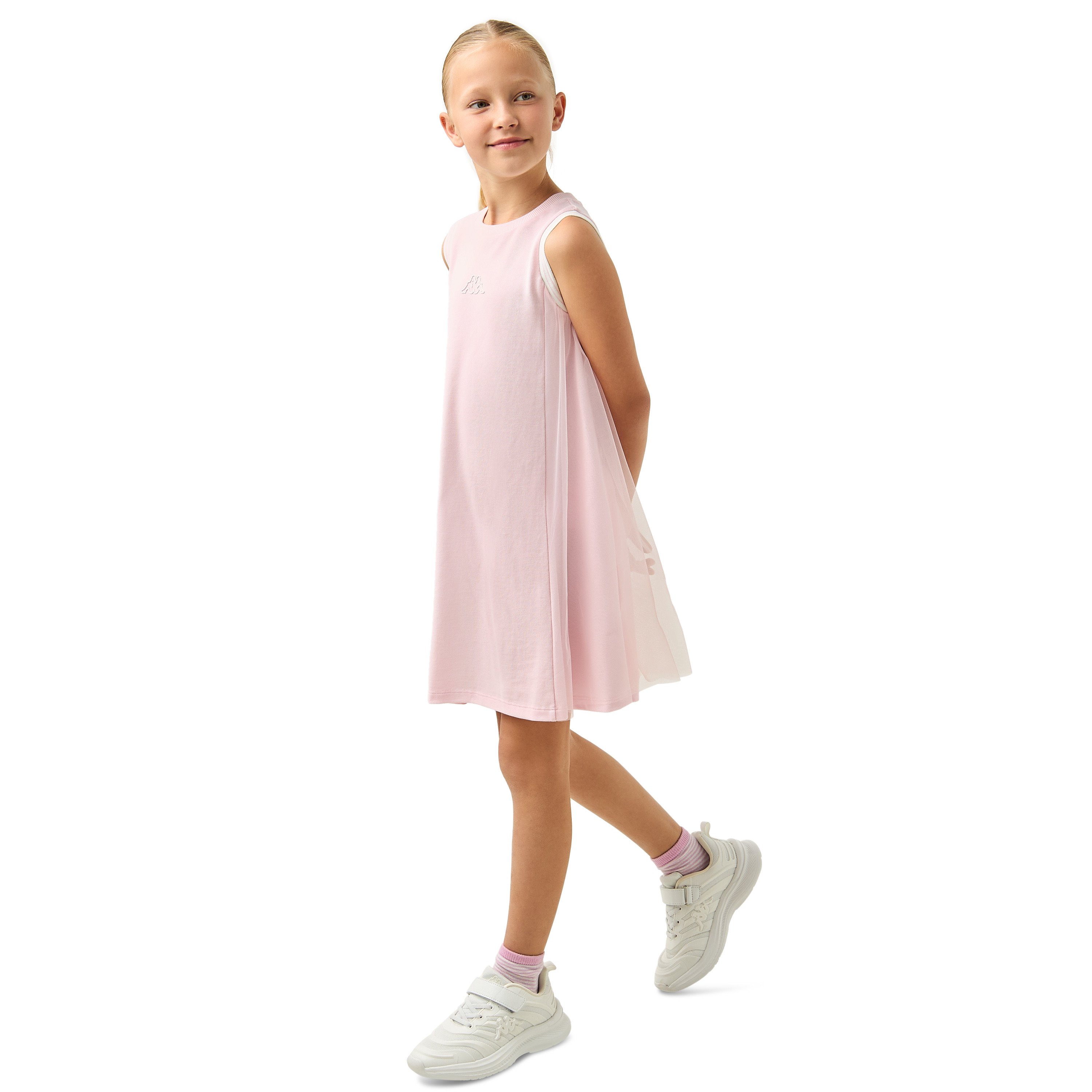 Kappa Logo Print Sleeveless T-shirt Dress with Round Neck-girls-clothing-dressesandjumpsuits-image-2