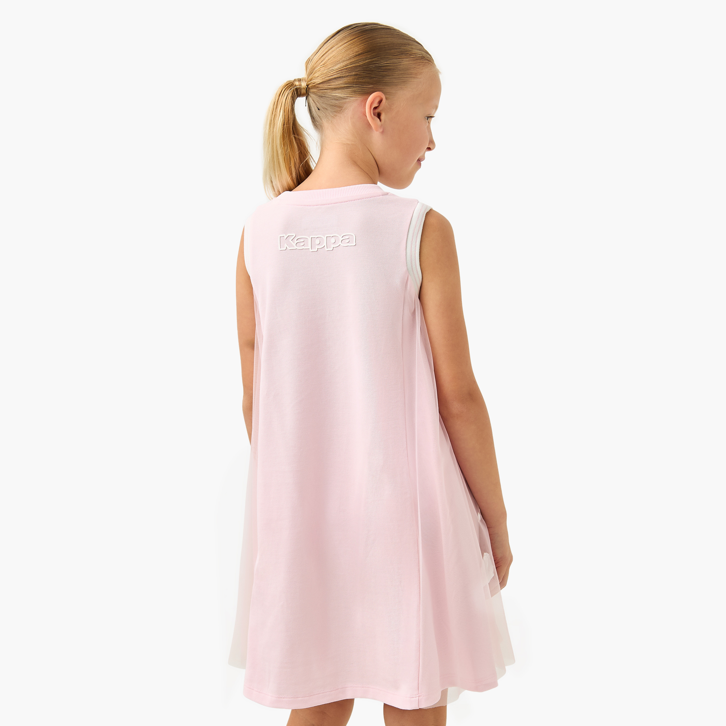 Kappa Logo Print Sleeveless T-shirt Dress with Round Neck-girls-clothing-dressesandjumpsuits-image-3
