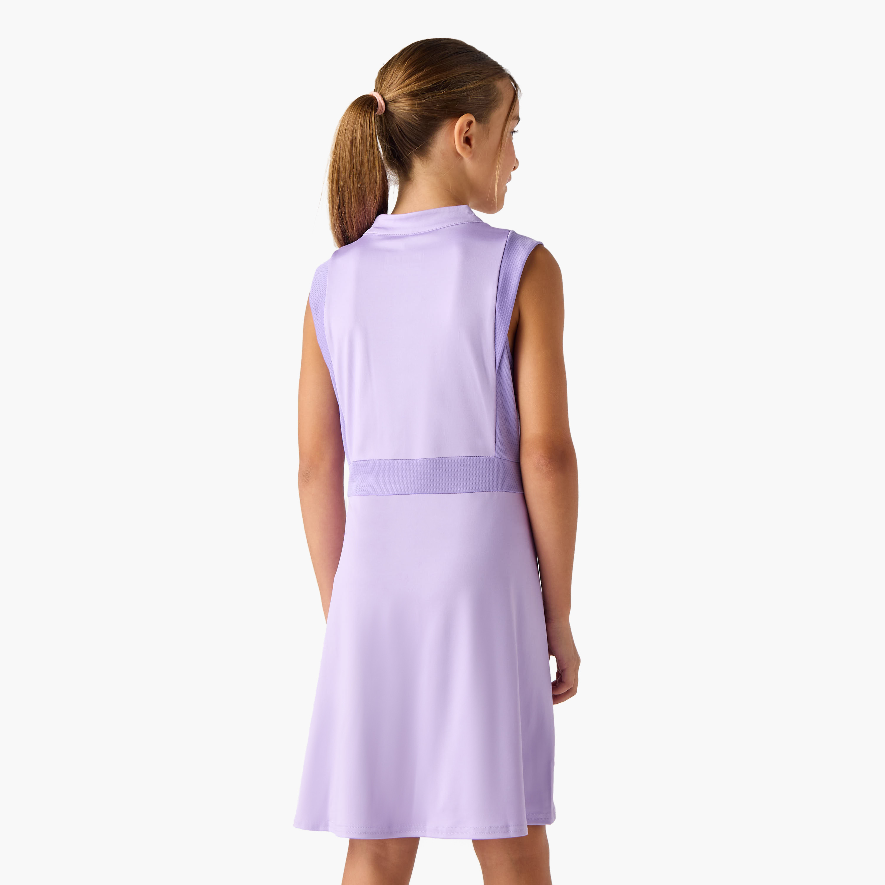 Kappa Logo Print Sleeveless Dress with Collar and Zip Closure-girls-clothing-dressesandjumpsuits-image-3