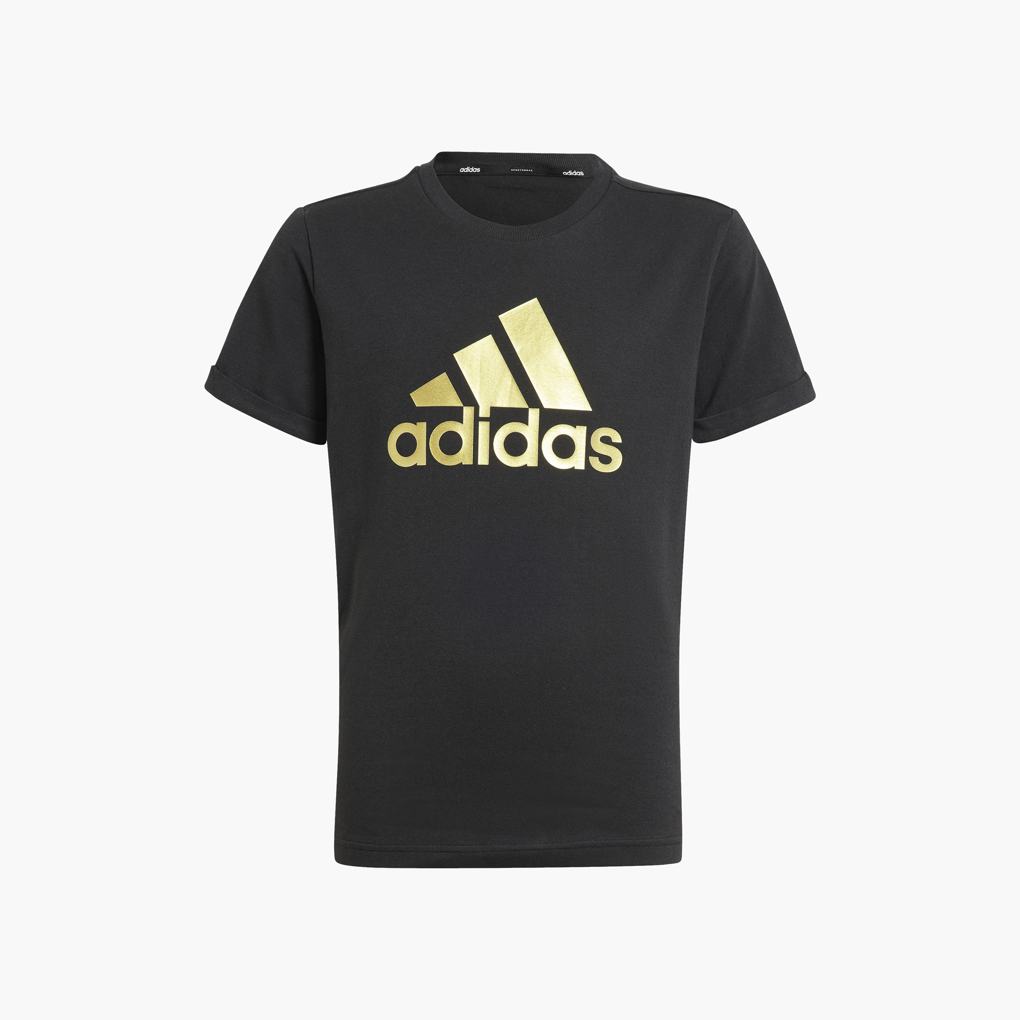 تيشيرت بياقة ضيقة وأكمام قصيرة وطبعات شعار من أديداس-sports-girls-clothing-tops-image-1