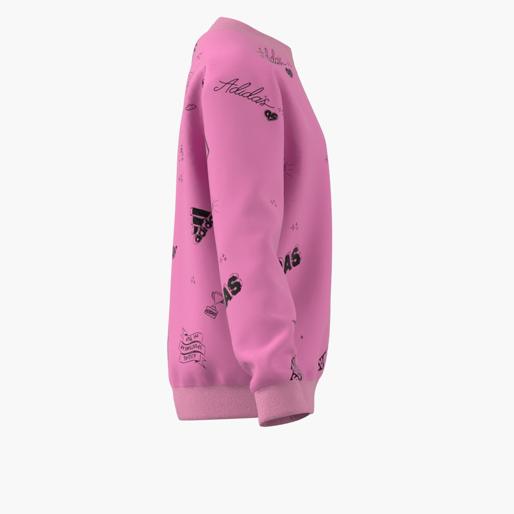 adidas All-Over Print Sweatshirt with Long Sleeves-girls-clothing-sweatshirts-image-2